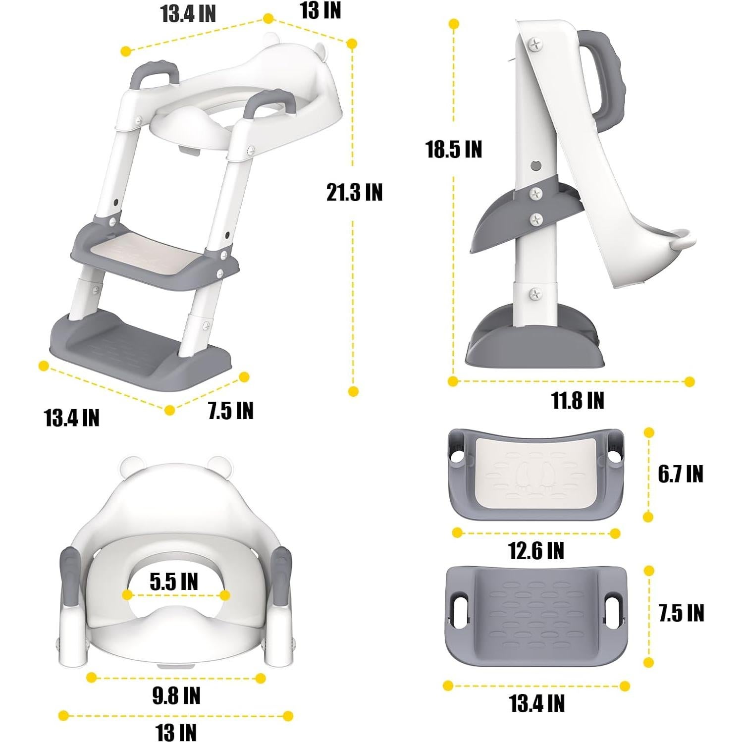 Asiento de Entrenamiento para Baño HBTower Gris Ajustable