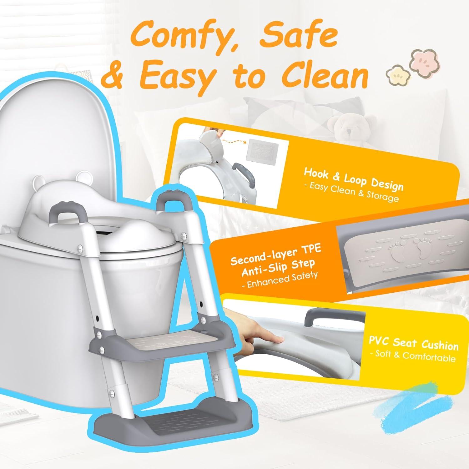 Asiento de Entrenamiento para Baño HBTower Gris Ajustable