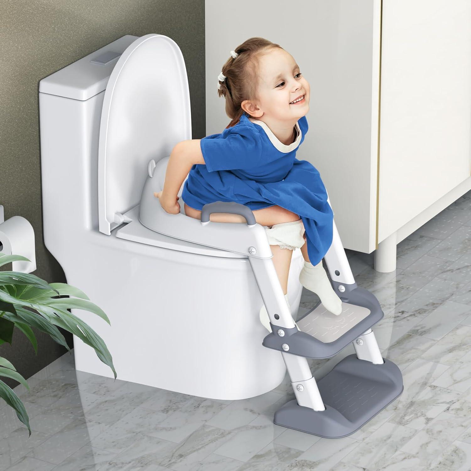 Asiento de Entrenamiento para Baño HBTower Gris Ajustable