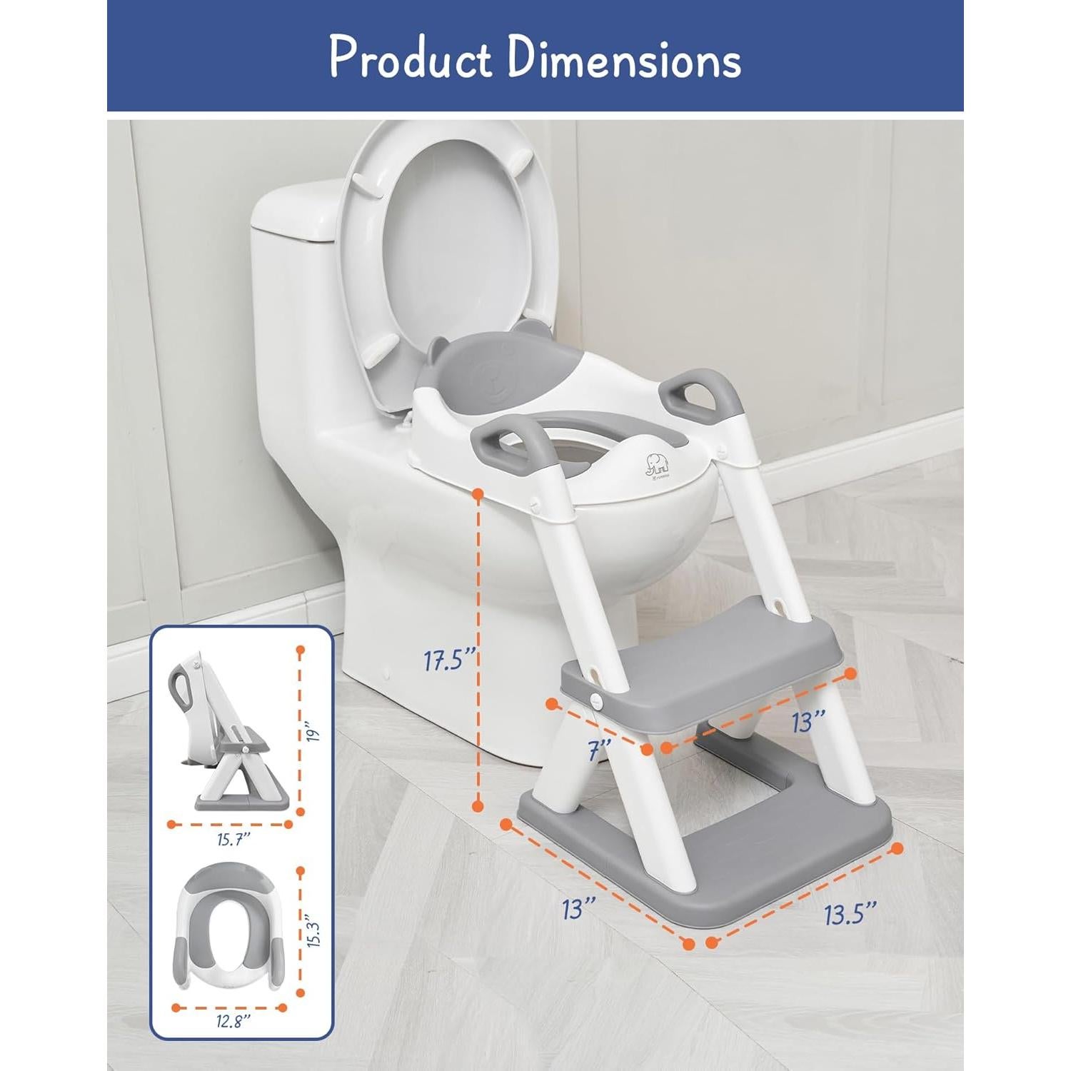 Asiento de Entrenamiento para Baño Forbena Gris con Escalera