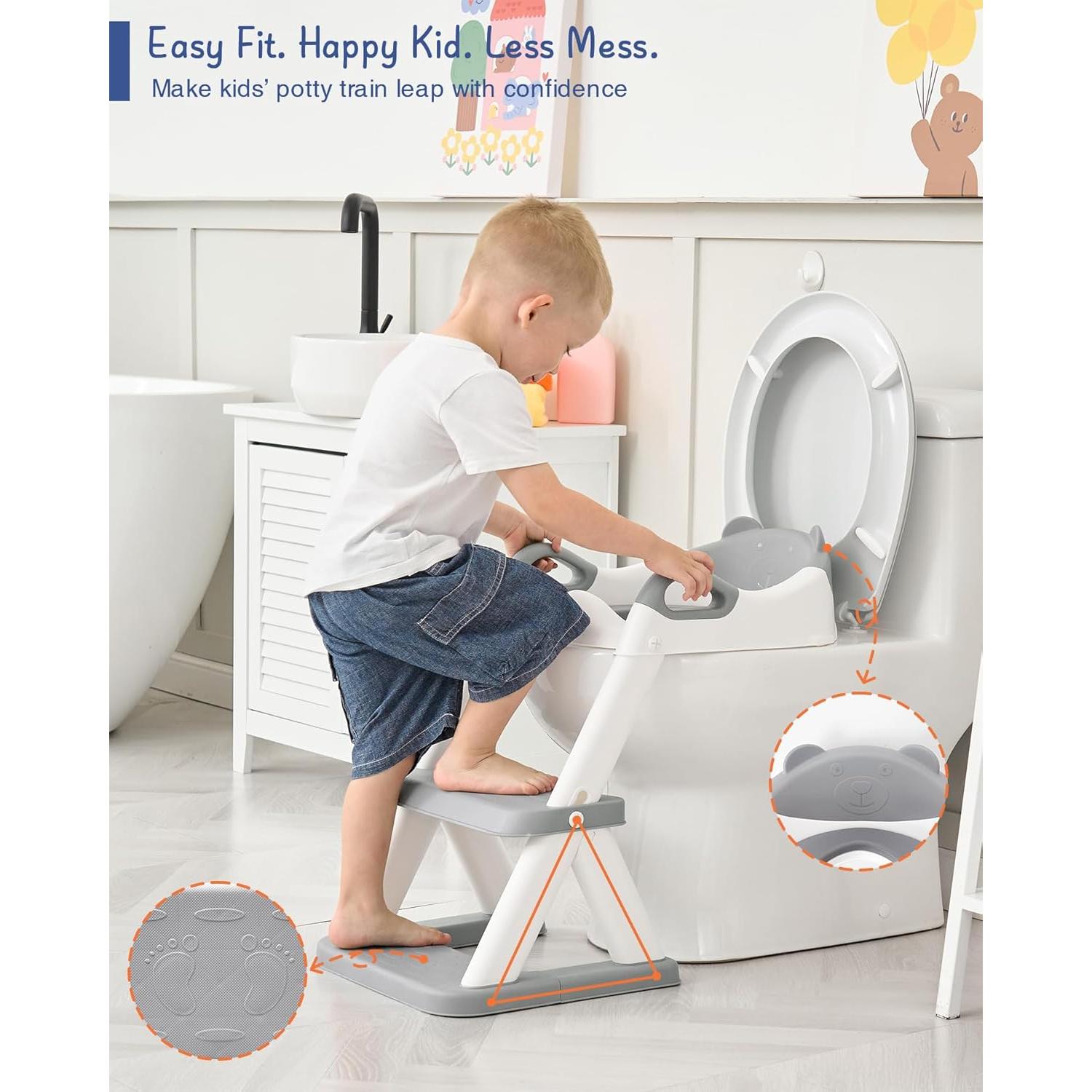 Asiento de Entrenamiento para Baño Forbena Gris con Escalera