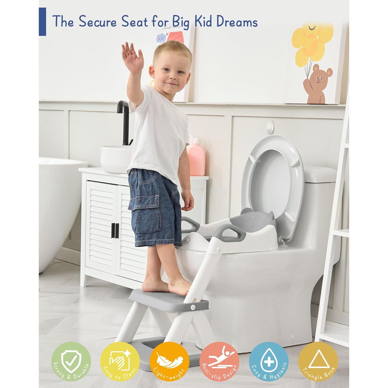 Asiento de Entrenamiento para Baño Forbena Gris con Escalera
