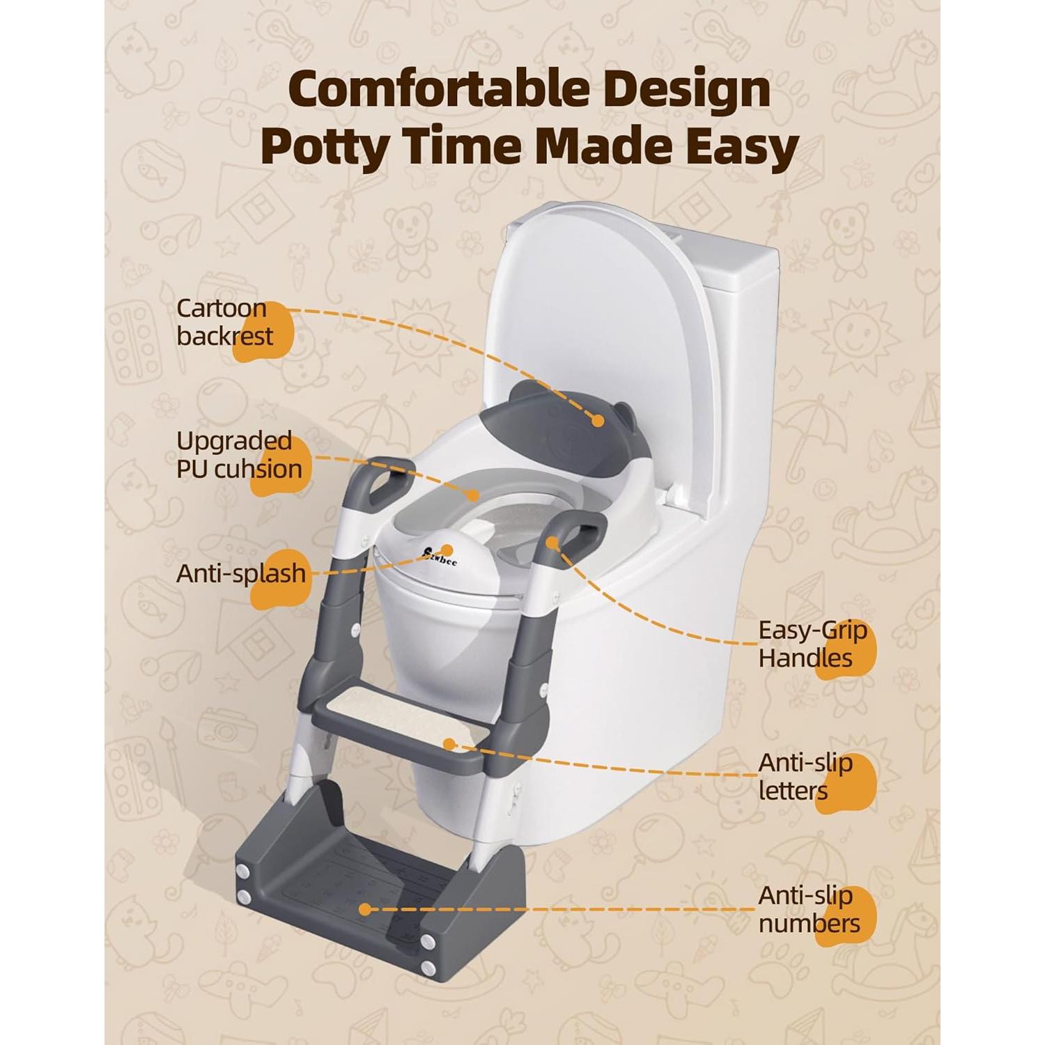 Asiento de Entrenamiento para Baño Szwbee 3-en-1 con Escalera