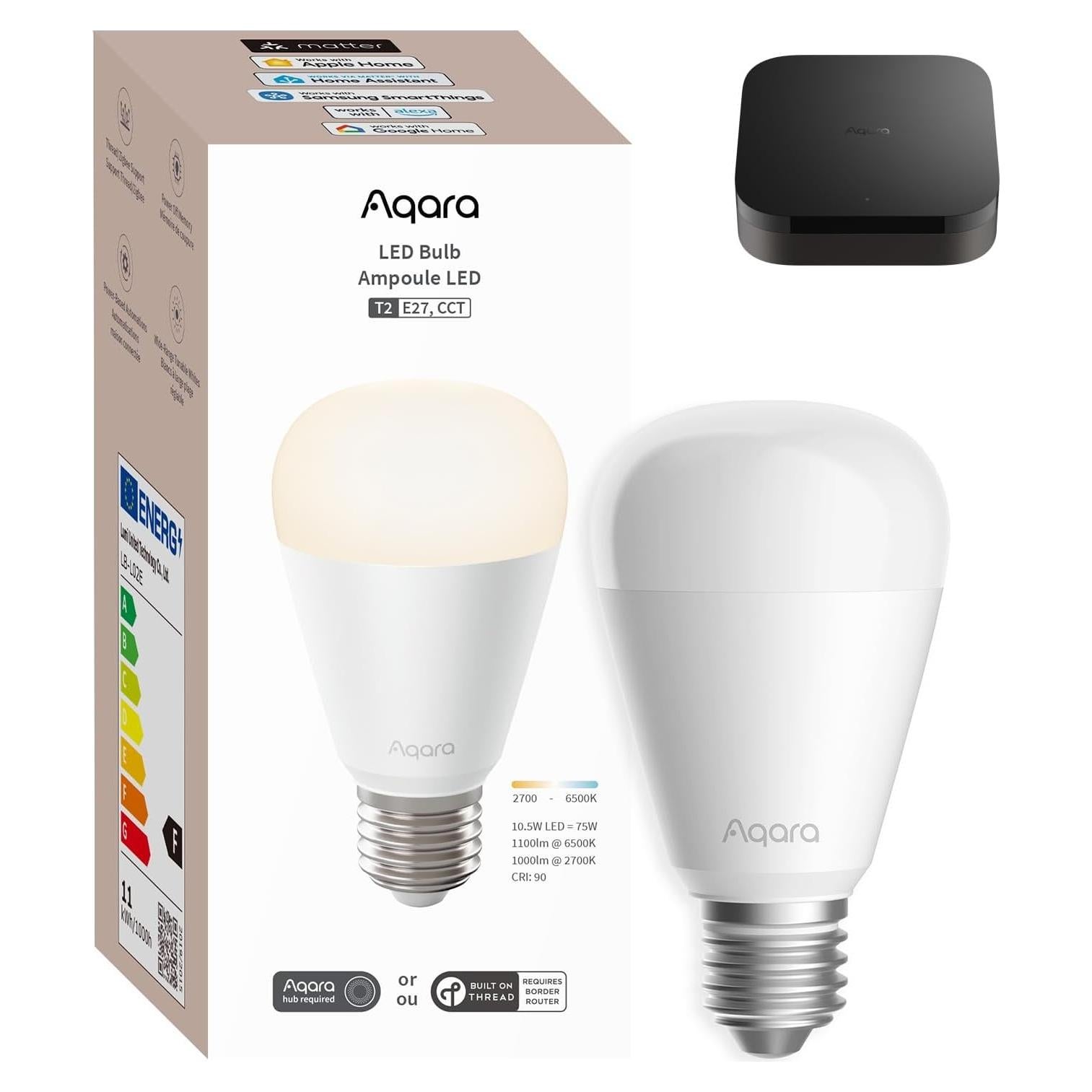 Bombilla LED Inteligente Aqara T2 E26 con Hub M3, 75W Equivalente