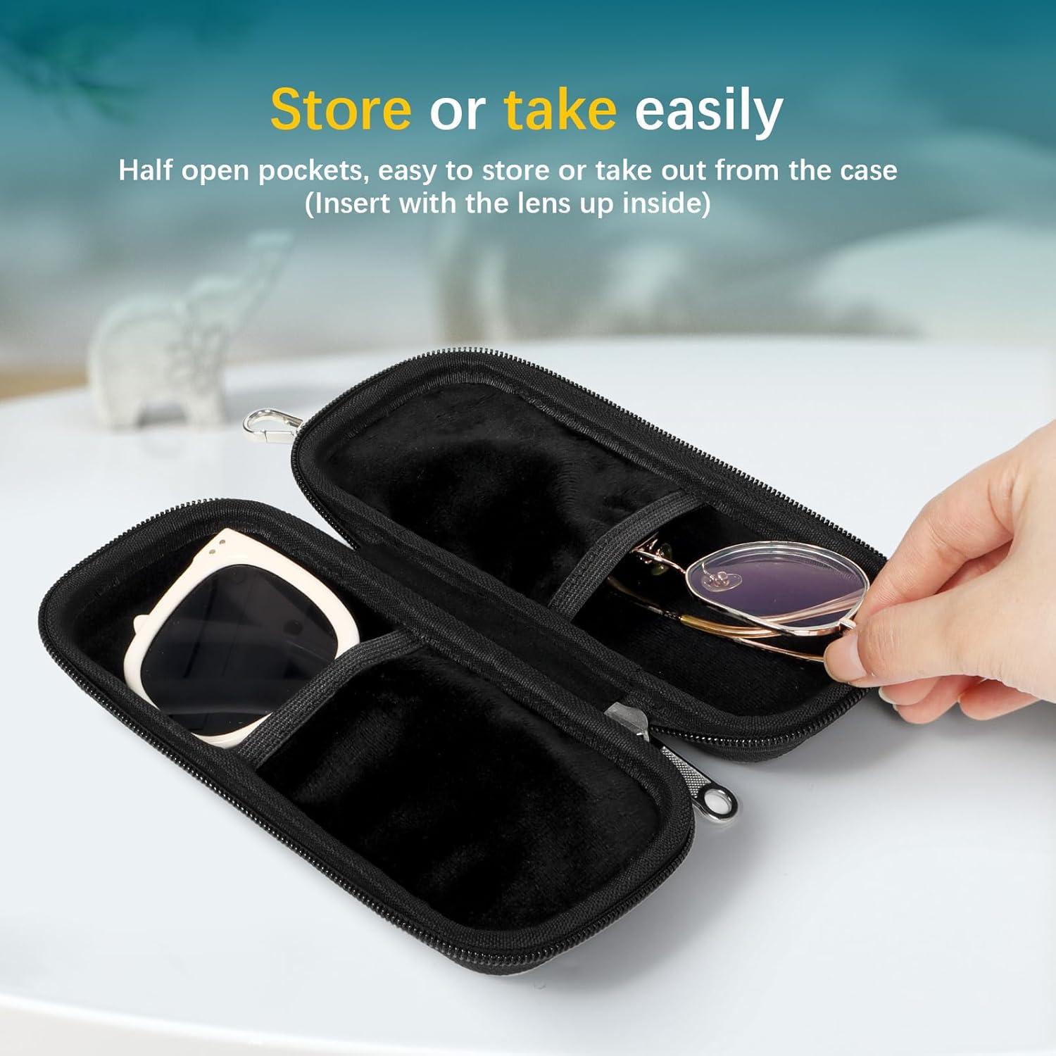 Estuche Doble para Gafas Tangoner Negro con Cierre de Cremallera