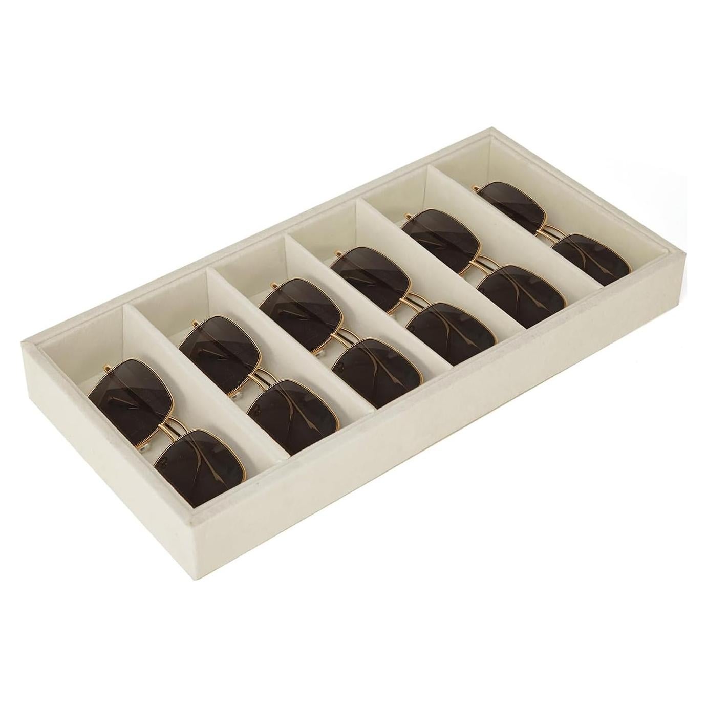 Organizador de Gafas de Sol XCRUI Beige 6 Rejillas Apilable