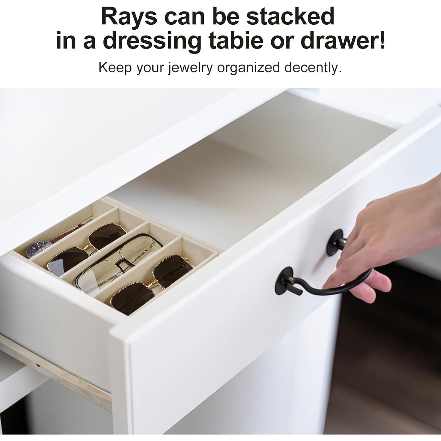 Organizador de Gafas de Sol XCRUI Beige 6 Rejillas Apilable