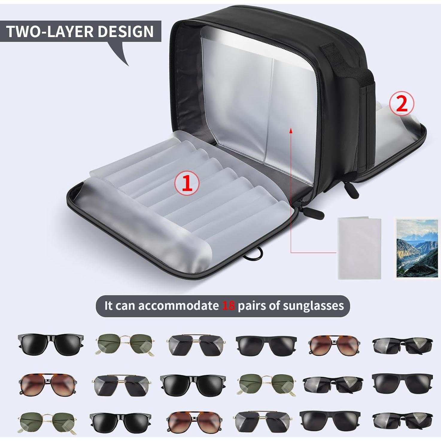 Estuche Organizador de Gafas de Sol Almacena 18 Pares - Unisex