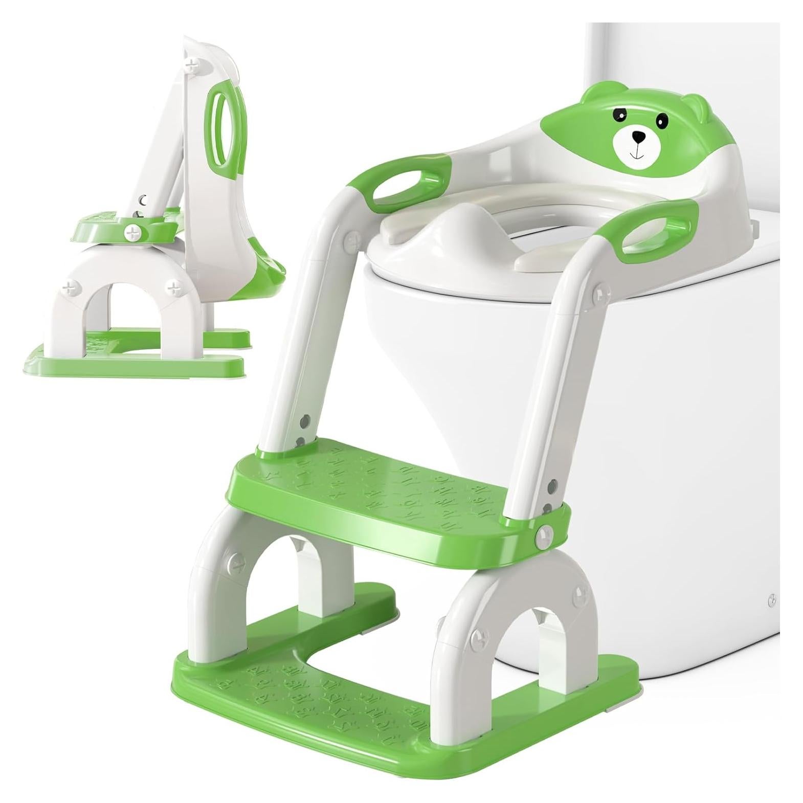 Asiento de Entrenamiento para Baño CUXFLS Verde 2 en 1 Ajustable