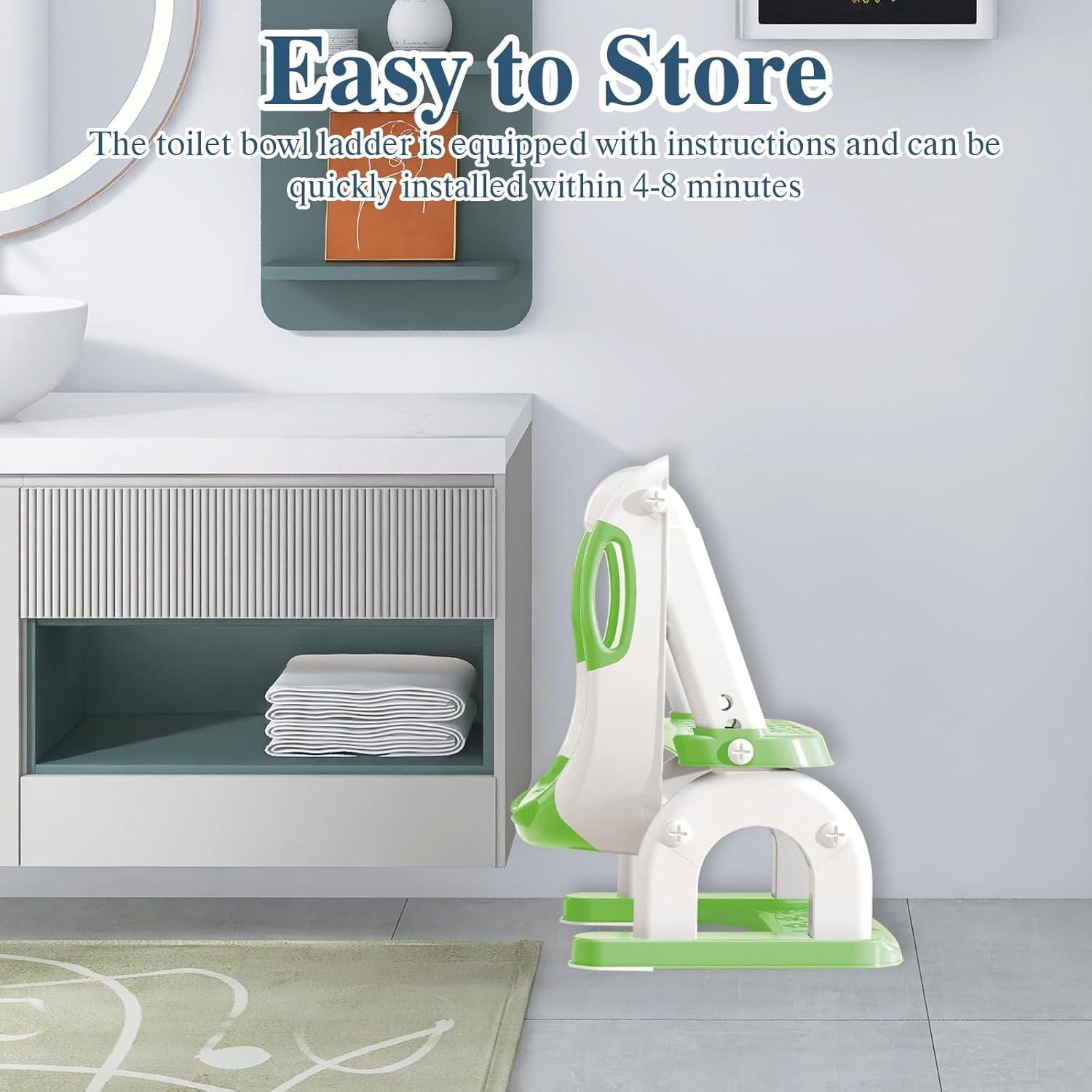 Asiento de Entrenamiento para Baño CUXFLS Verde 2 en 1 Ajustable