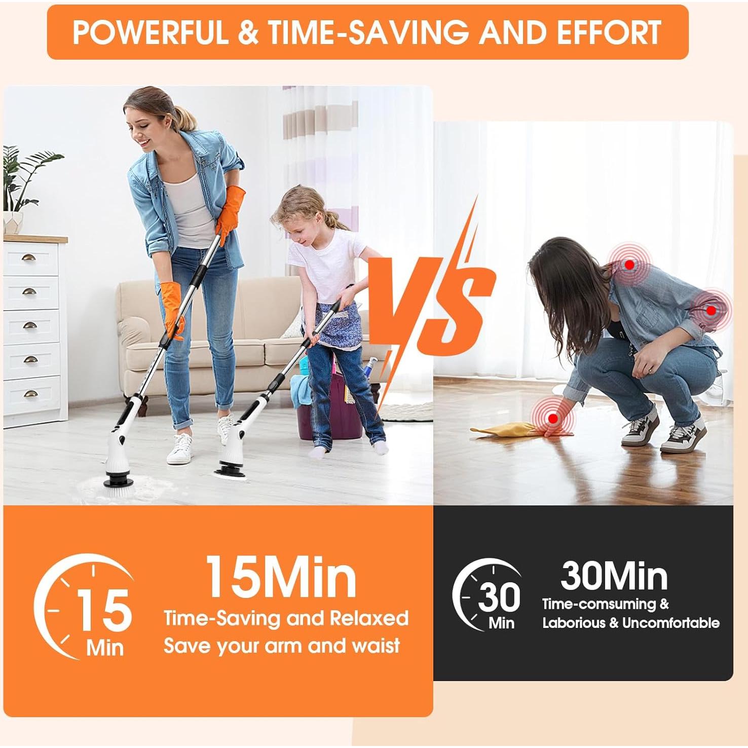 Cepillo de limpieza eléctrico Pseaord con 8 cabezales y 6 ángulos