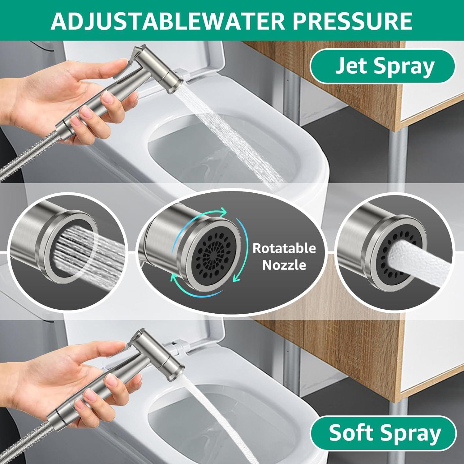 Rociador de Bidet de Mano MBILLION Niquelado Doble Función 63.5cm