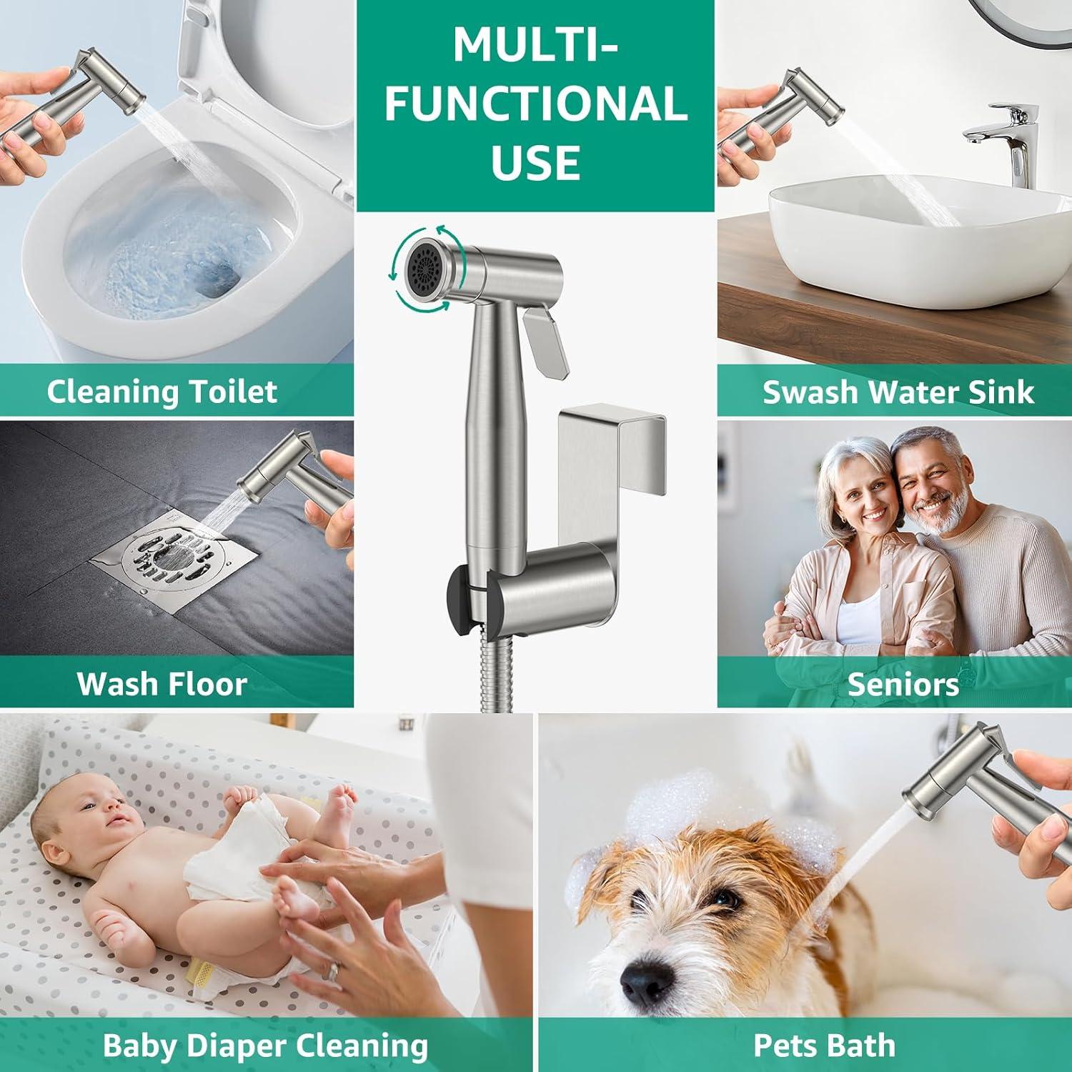 Rociador de Bidet de Mano MBILLION Niquelado Doble Función 63.5cm