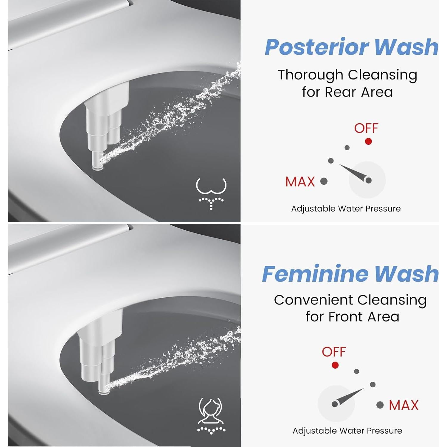 Accesorio de Bidet Shikitek Ultra Delgado Doble Boquilla Plata