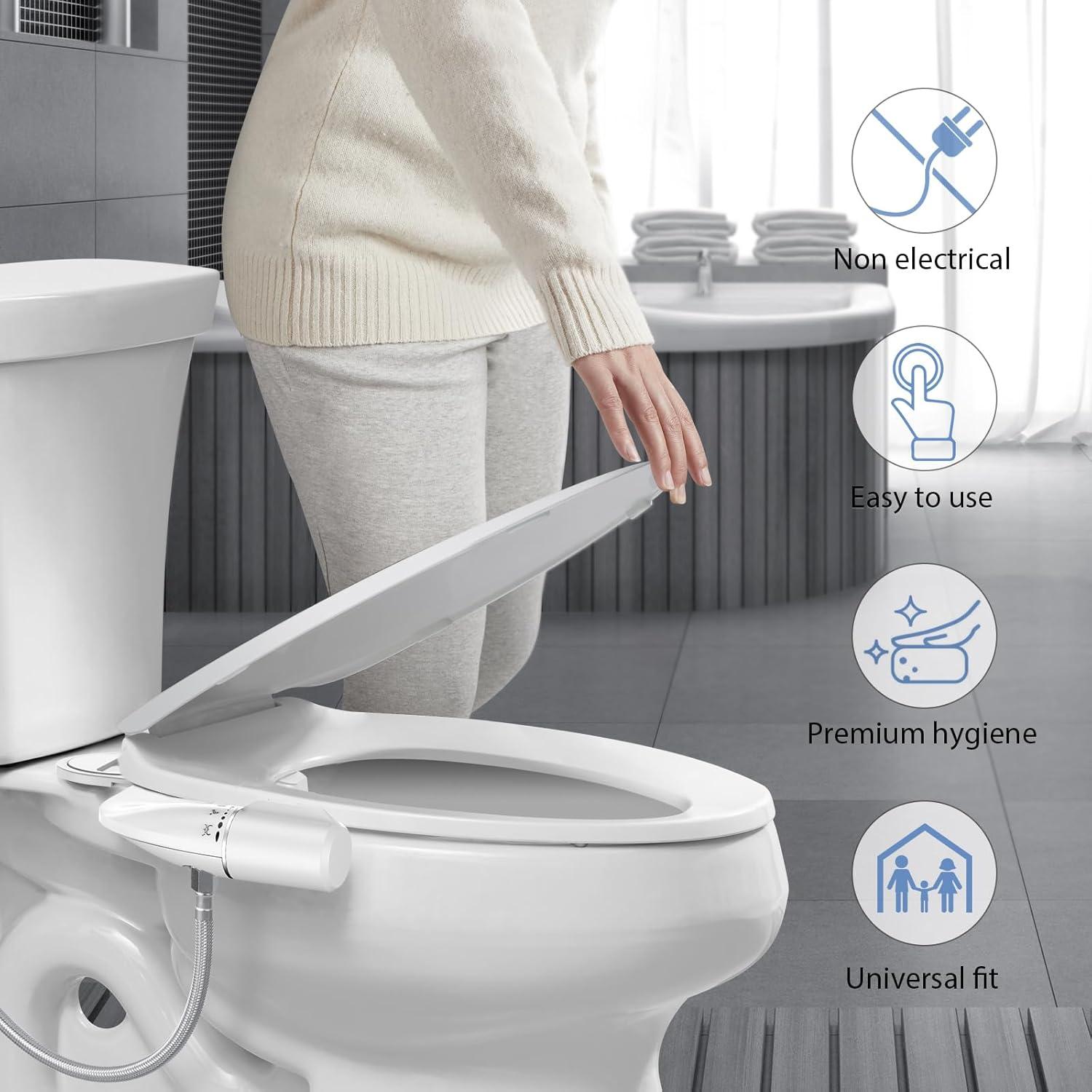 Accesorio de Bidet Shikitek Ultra Delgado Doble Boquilla Plata