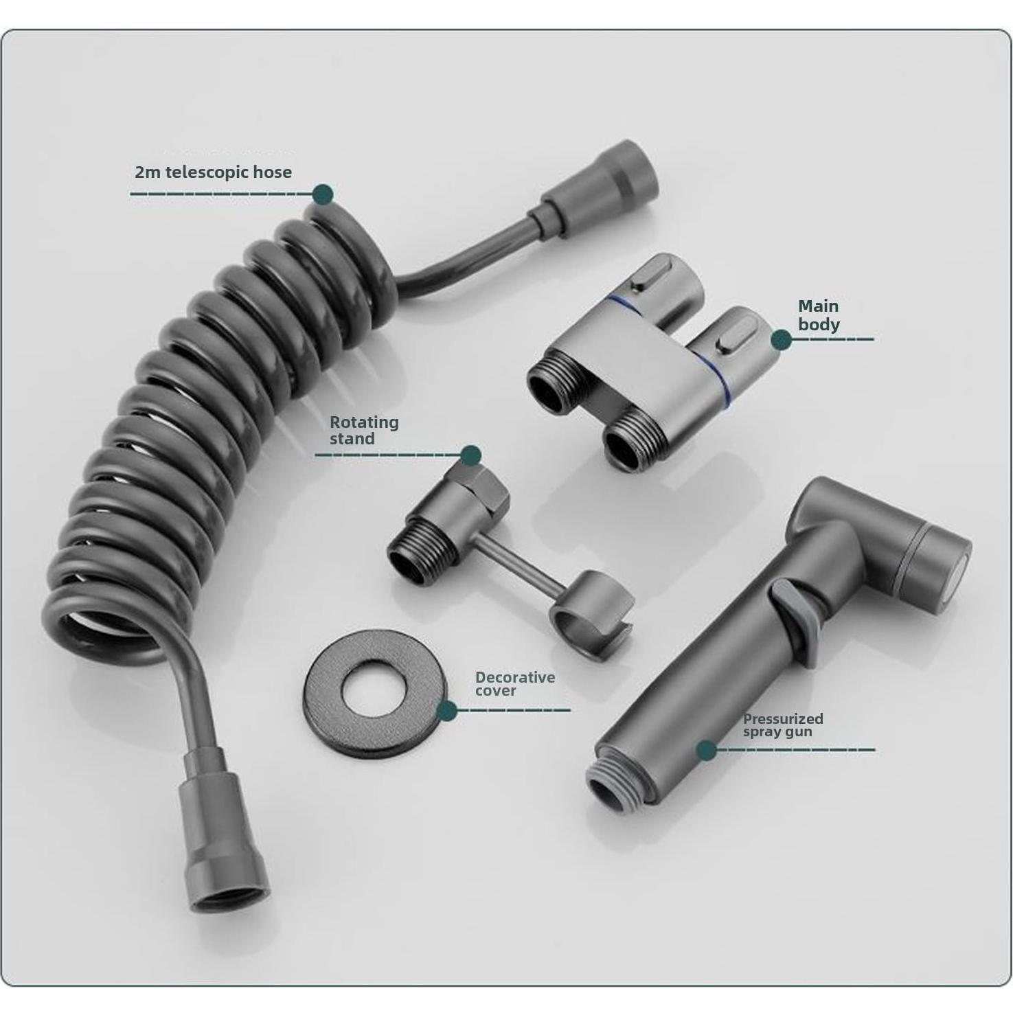 Rociador de Bidet YBSGJS Doble Control 2 Salidas Manguera 2M