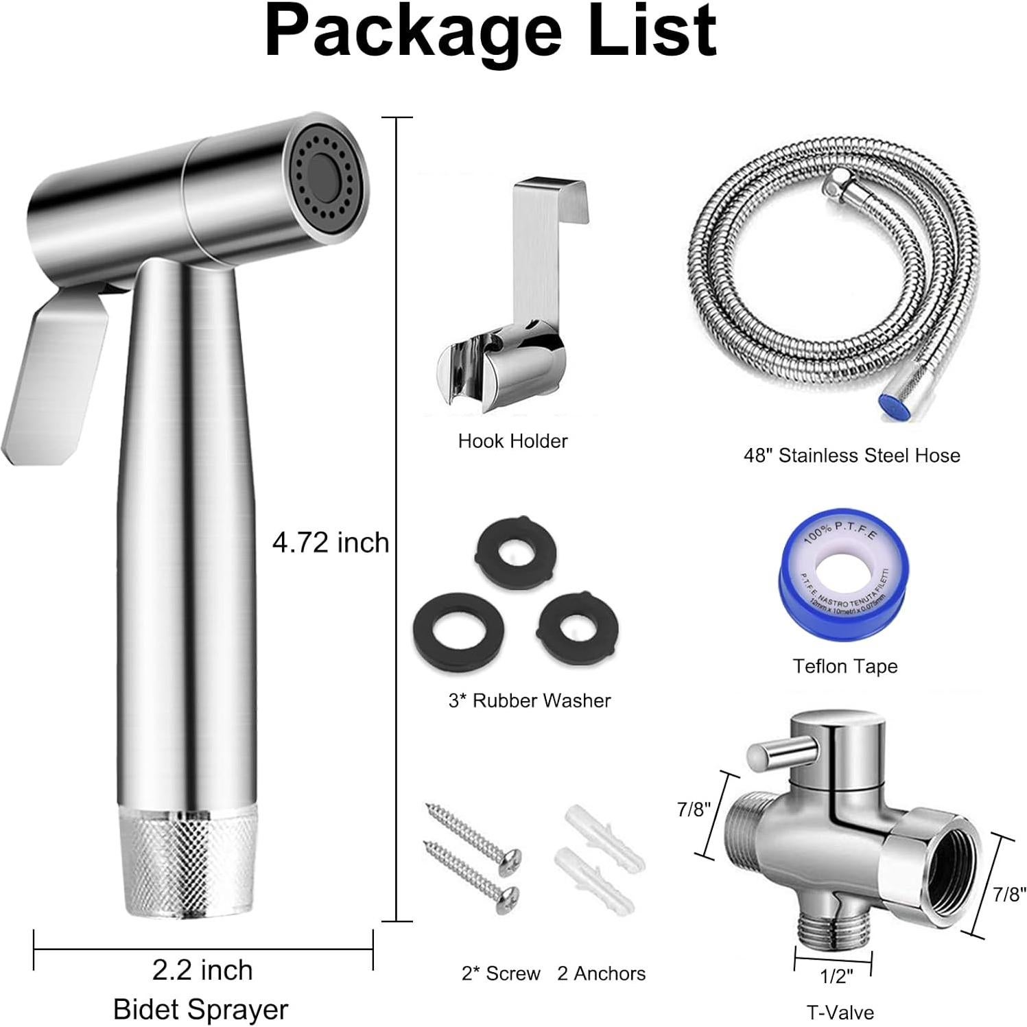 Pulverizador de Bidet de Mano Skybess Acero Inoxidable 121.92 cm