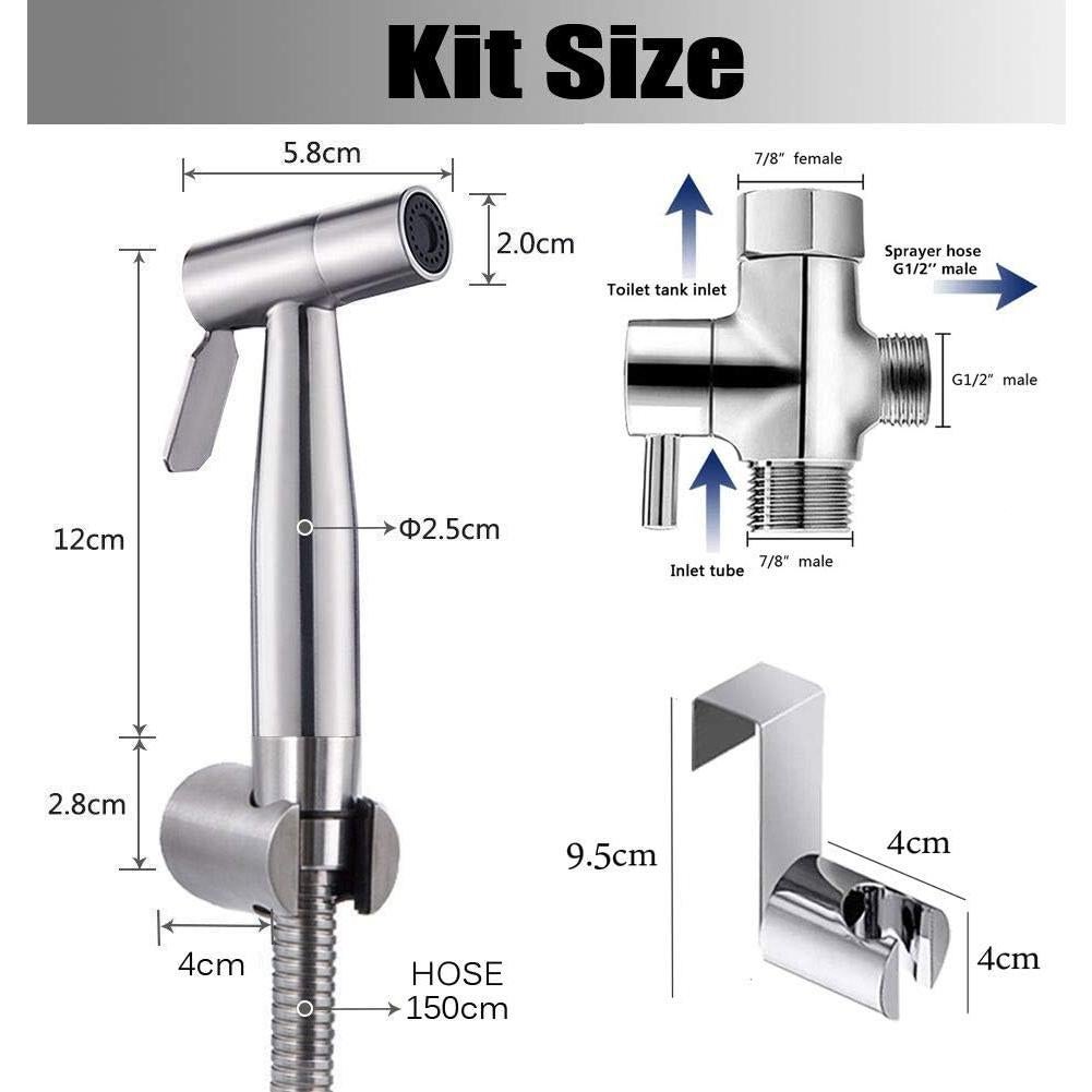 Rociador de Bidet de Mano JIELUO - Acero Inoxidable, Plata