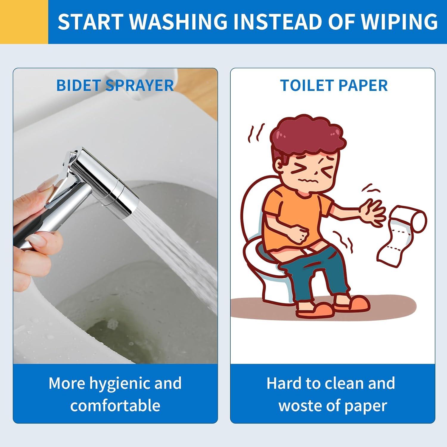 Rociador de Bidet de Mano ASRCLOO de Acero Inoxidable Cromo