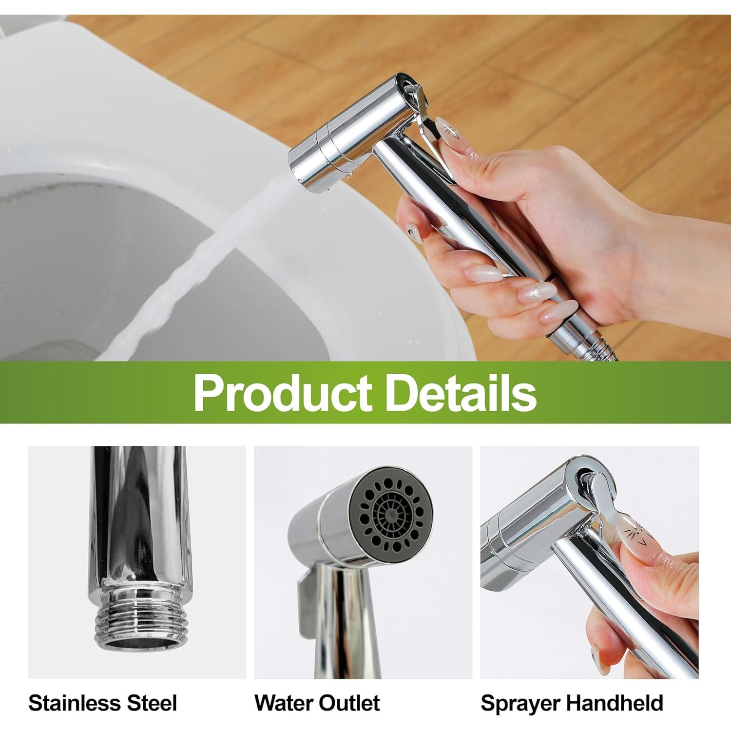 Rociador de Bidet de Mano ASRCLOO de Acero Inoxidable Cromo