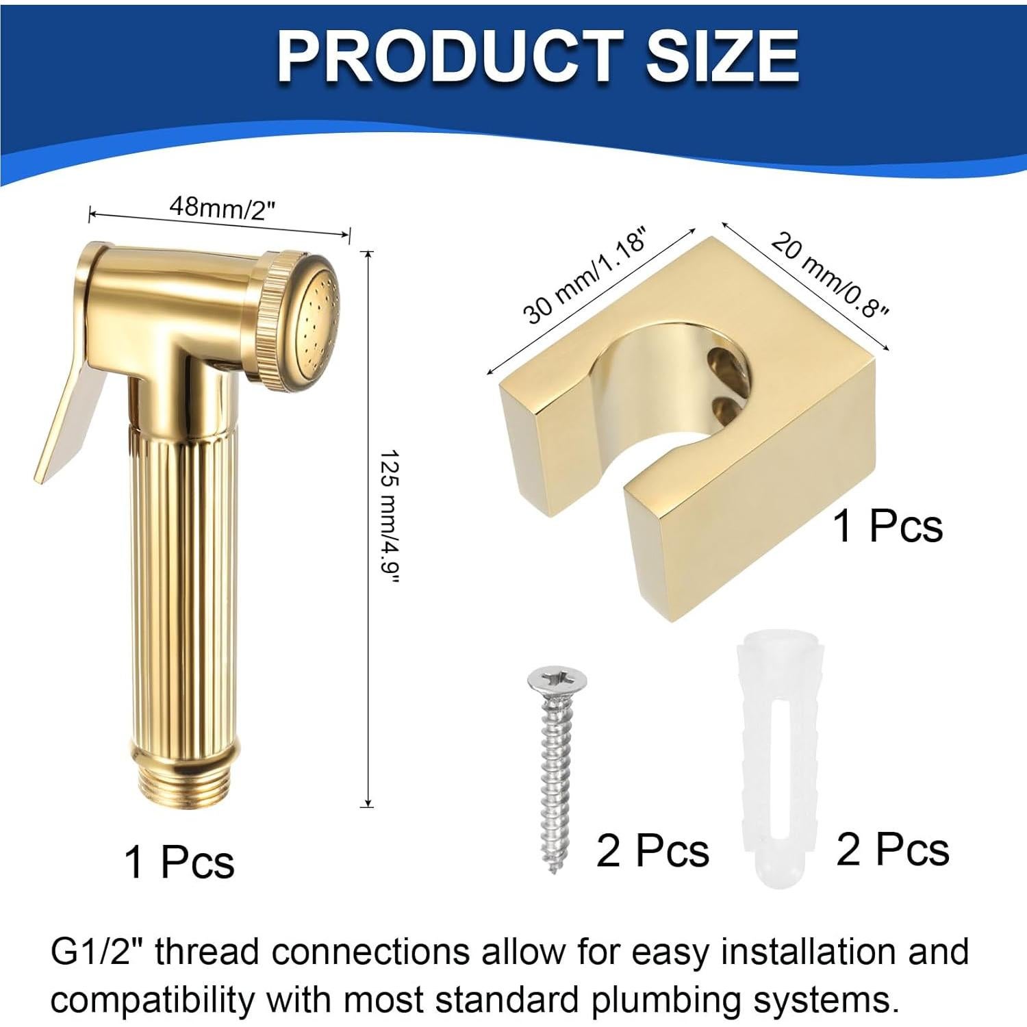 Pulverizador de Bidet de Mano uxcell Dorado con Control de Agua