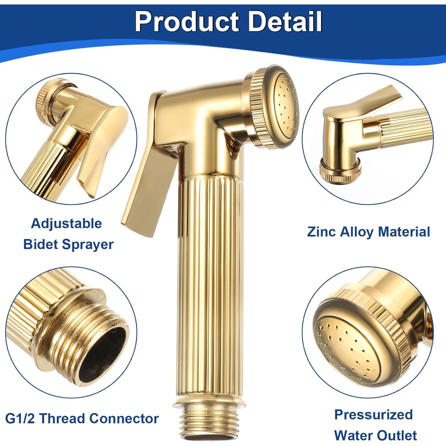 Pulverizador de Bidet de Mano uxcell Dorado con Control de Agua