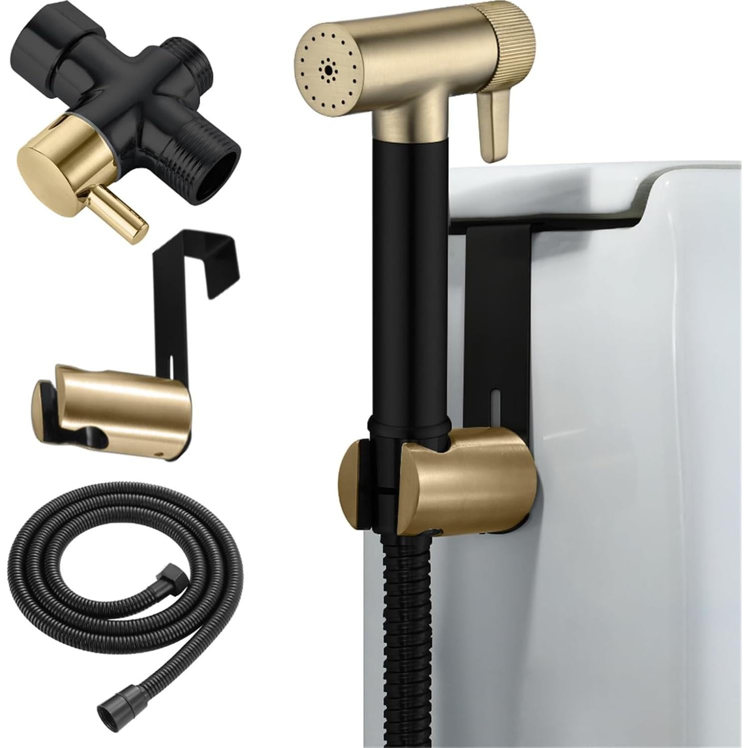 Rociador de Bidet de Mano WRKMH Negro y Oro Cepillado 119 cm