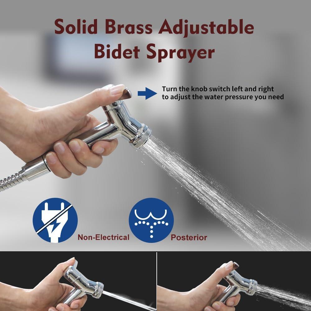 Rociador de Bidet de Mano SECNAC de Latón con Manguera 1.2m