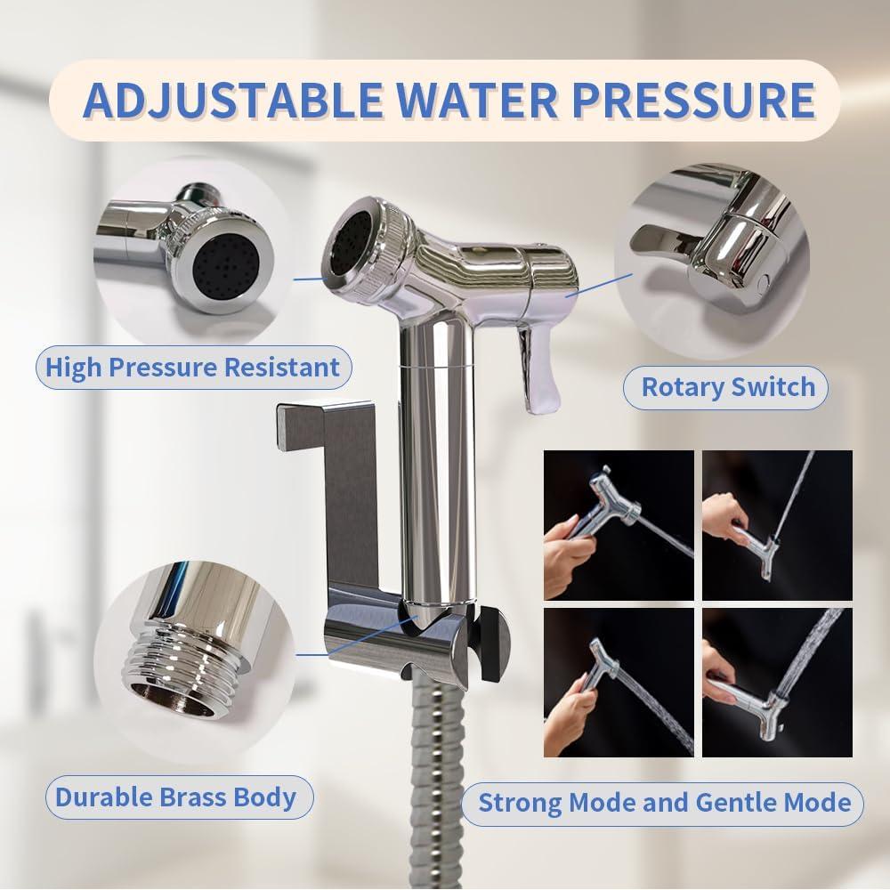 Rociador de Bidet de Mano SECNAC de Latón con Manguera 1.2m