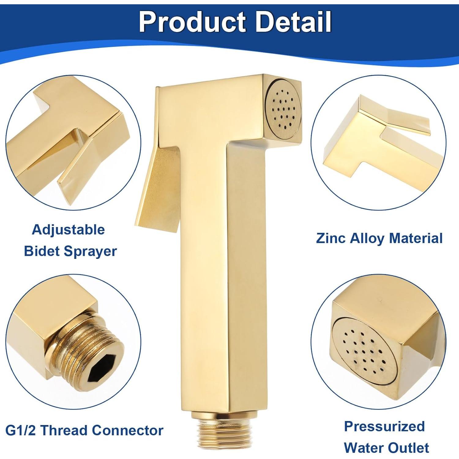 Rociador de Bidet de Mano uxcell Dorado con Control de Agua