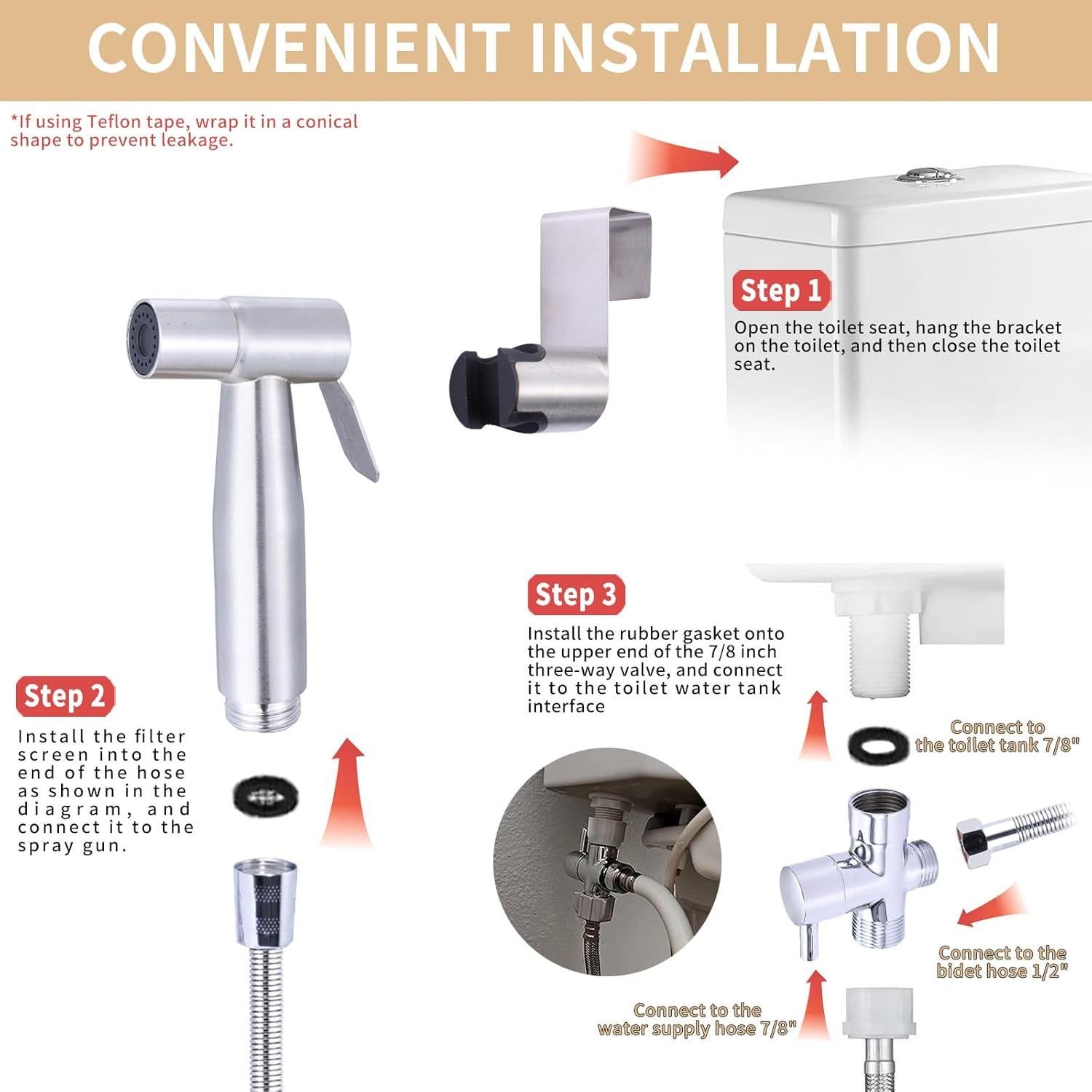 Rociador de Bidet de Mano Peisaluo Acero Inoxidable 304