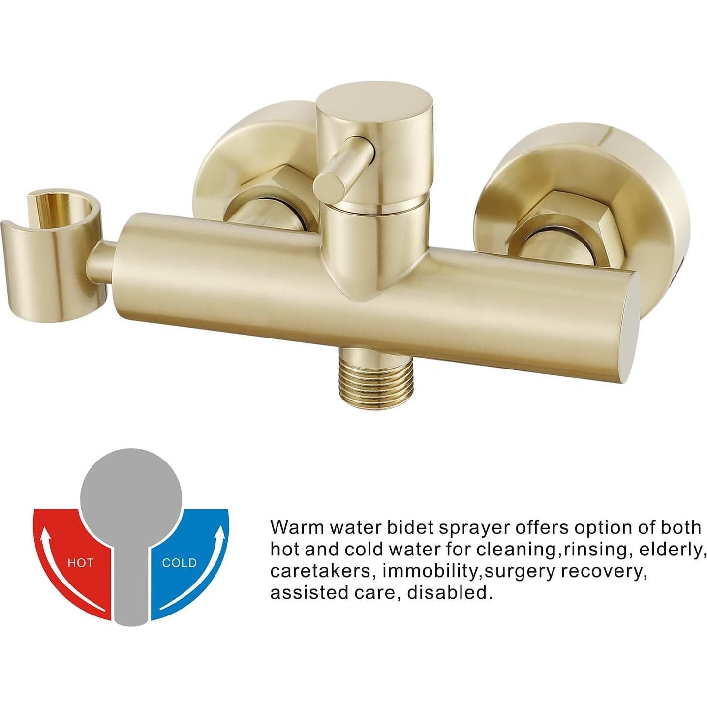Rociador de Bidet de Mano Gaosin Oro Cepillado Agua Caliente