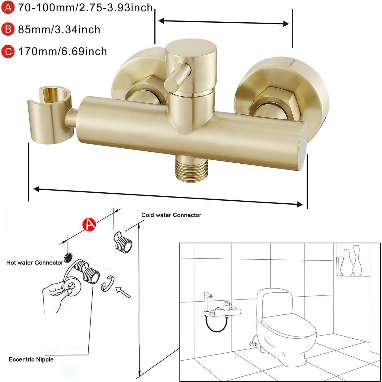 Rociador de Bidet de Mano Gaosin Oro Cepillado Agua Caliente