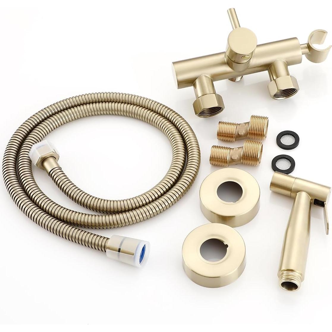 Rociador de Bidet de Mano Gaosin Oro Cepillado Agua Caliente