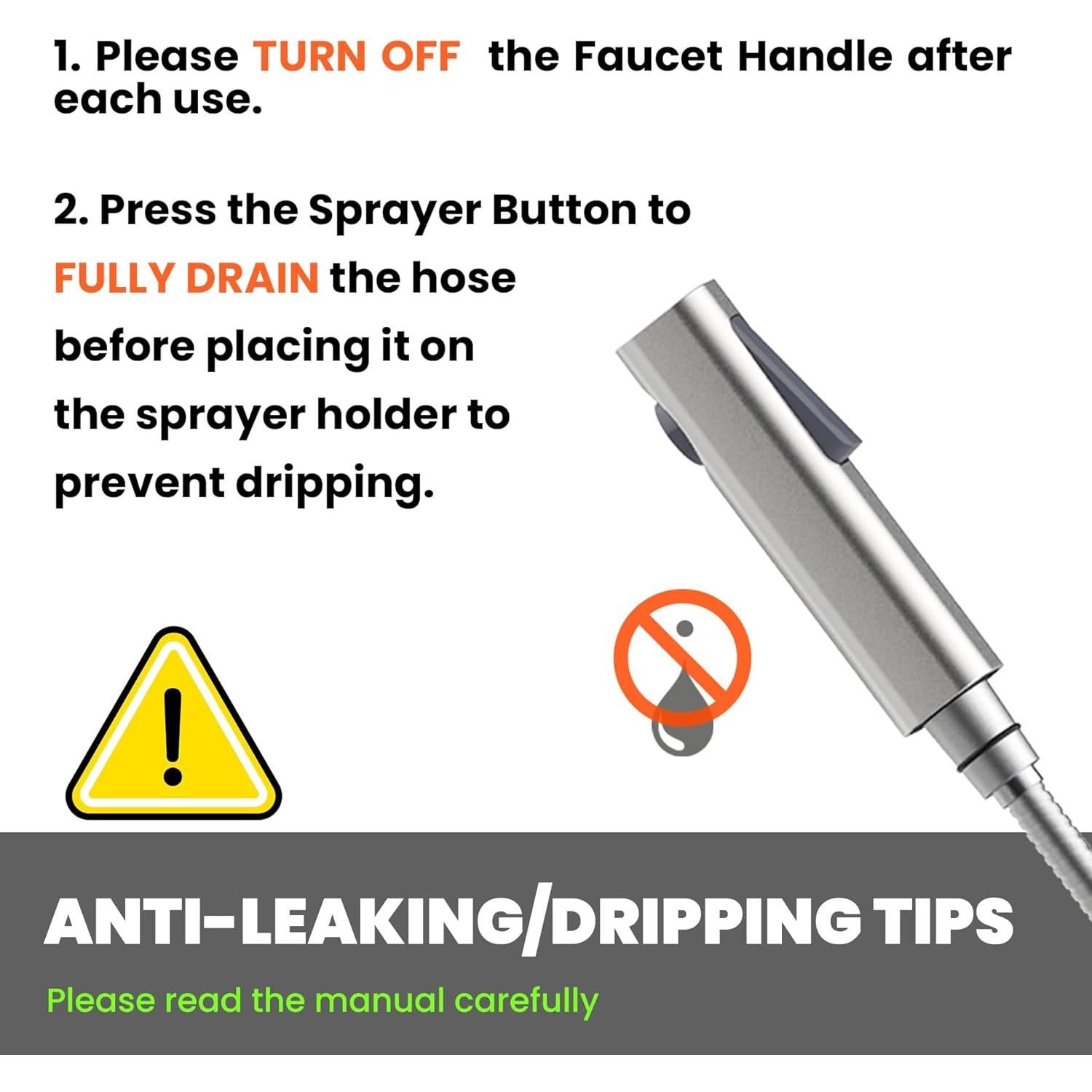 RV Bidet Sprayer with Stainless Steel Holster, Side-Mounted Handheld Bidet with Hose, RV Fitting, Shut-Off Handle, for Motorhomes, Travel Trailers & Campers Toilet (Chrome-SideMount)