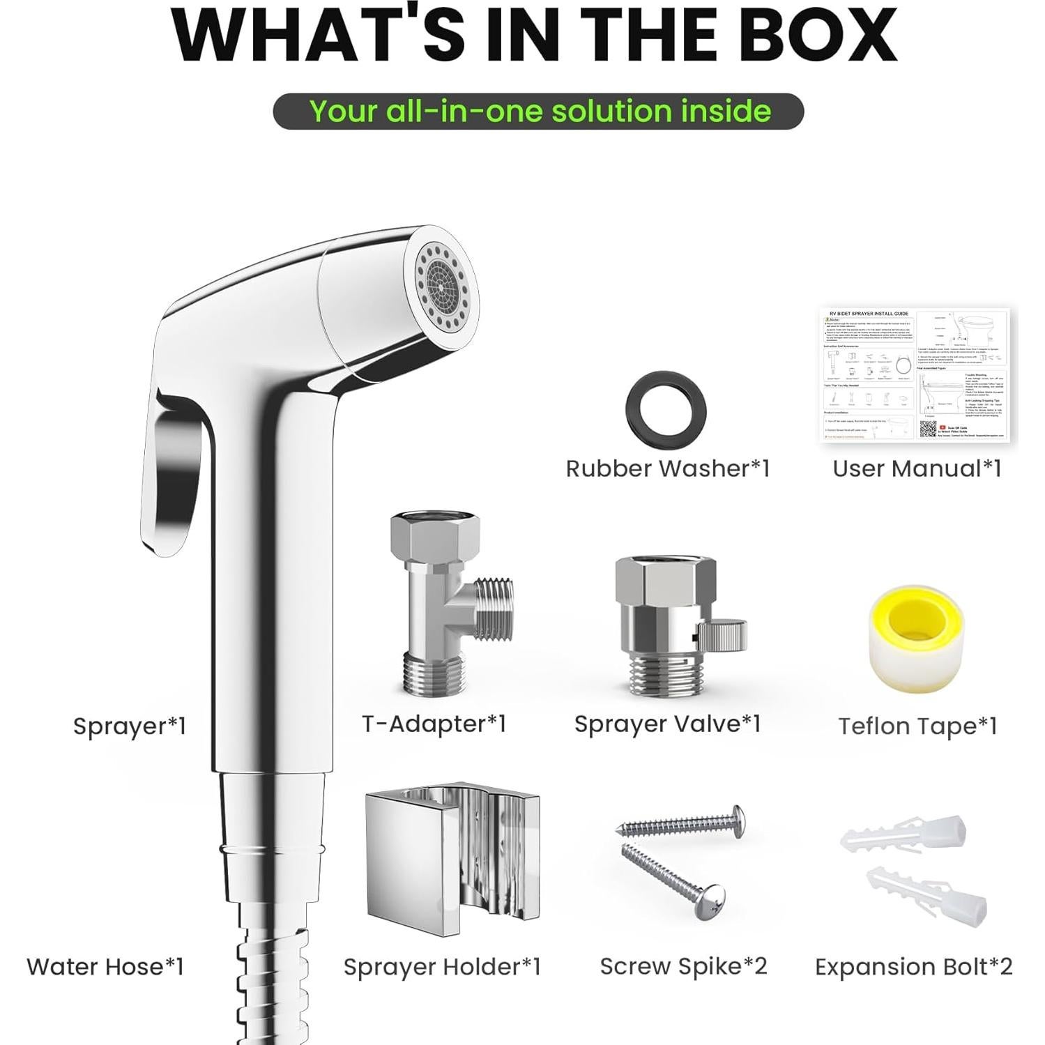 Rociador de Bidet Terapaton Cromado con Manguera 121.92 cm