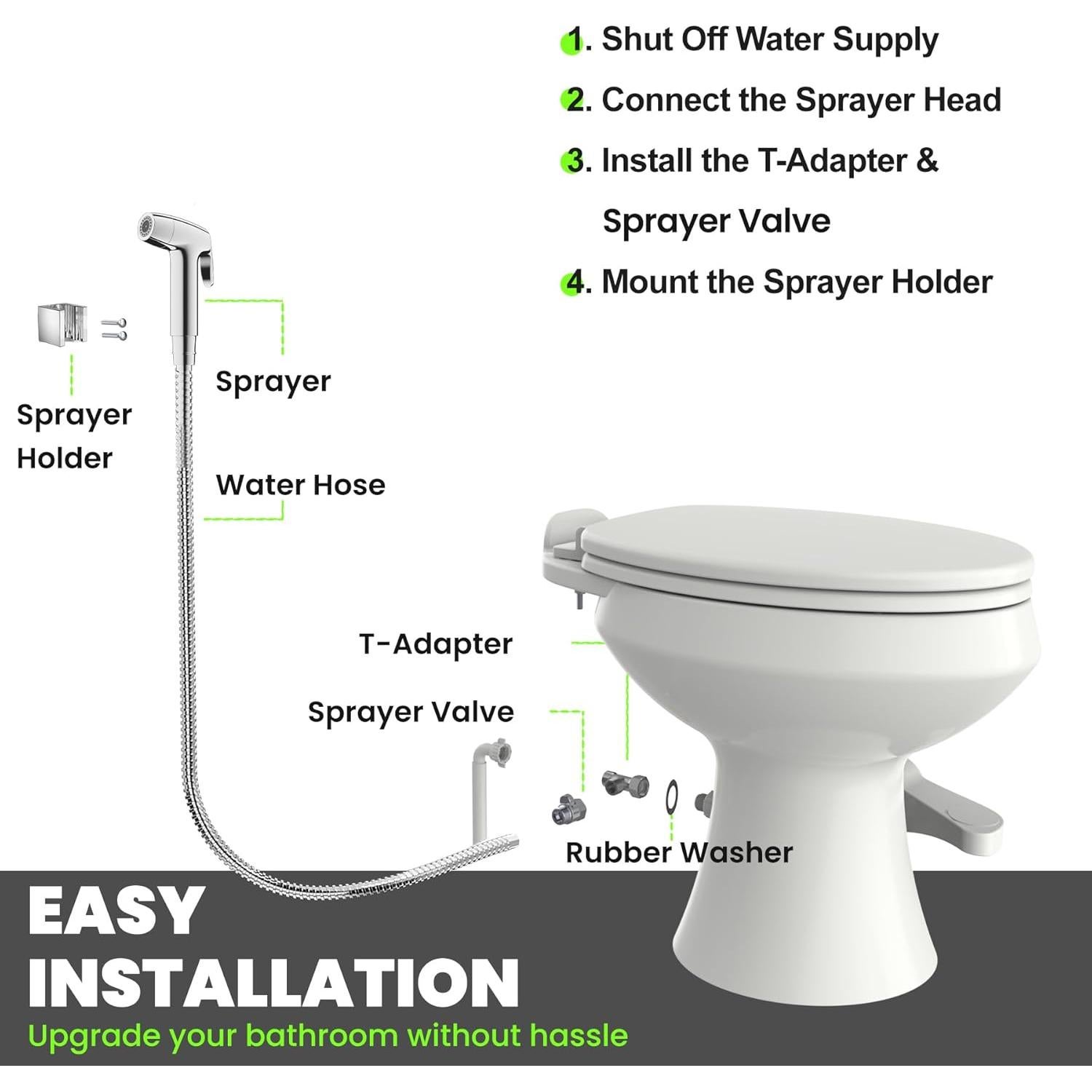 Rociador de Bidet Terapaton Cromado con Manguera 121.92 cm