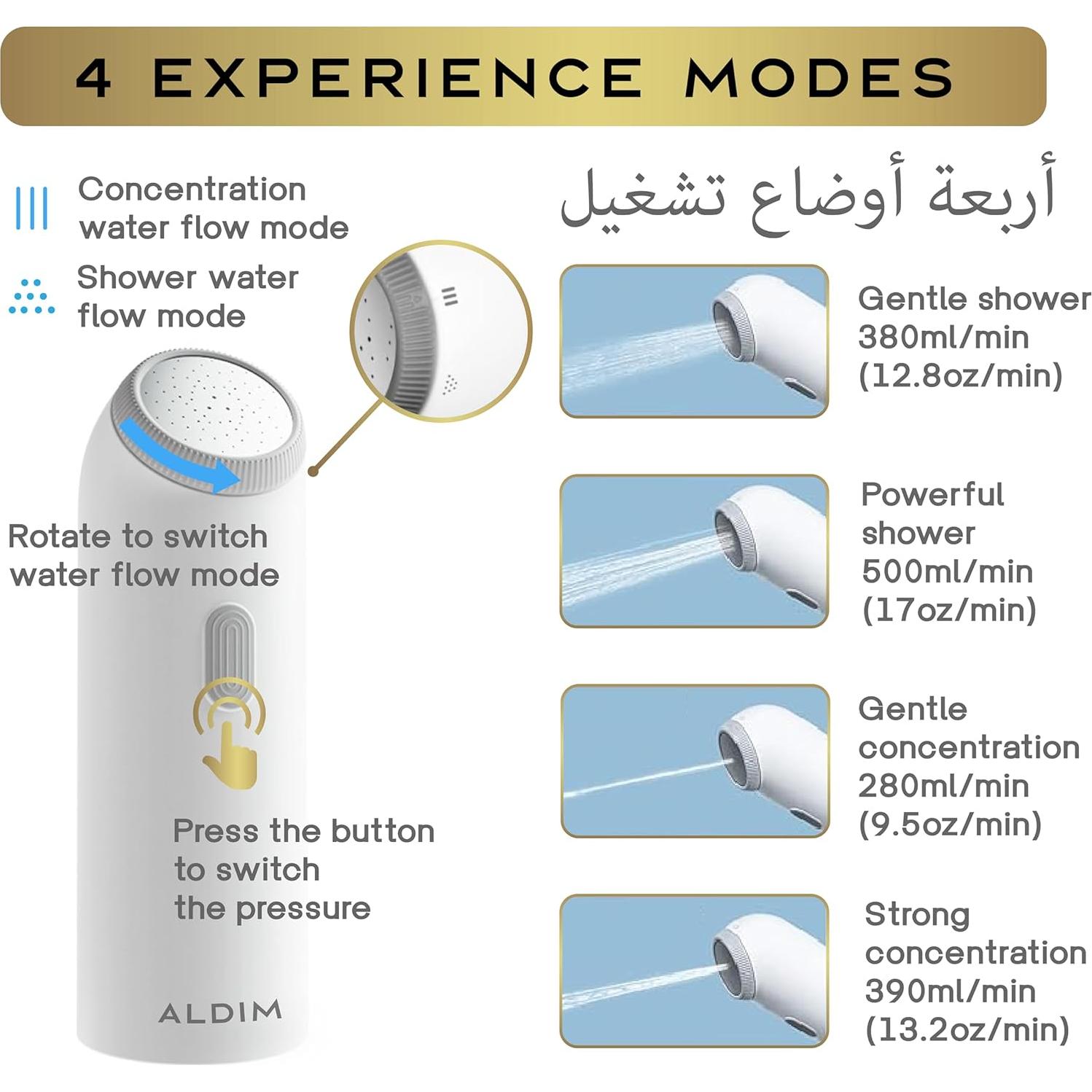 Bidet Portátil Premium ALDIM 350ml Recargable USB-C Viaje