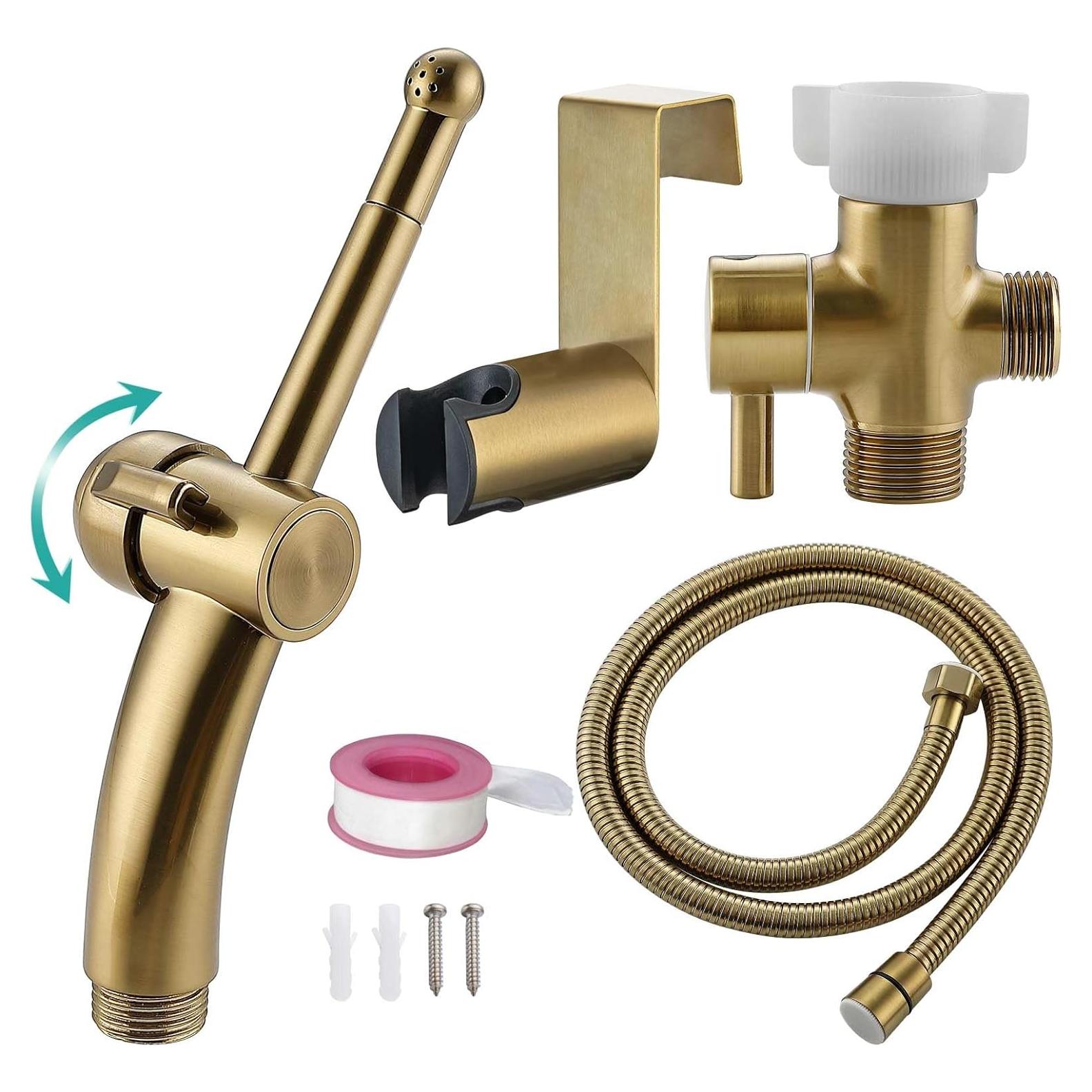 BARROCK Pulverizador de Bidet de Mano Dorado Cepillado Ajustable