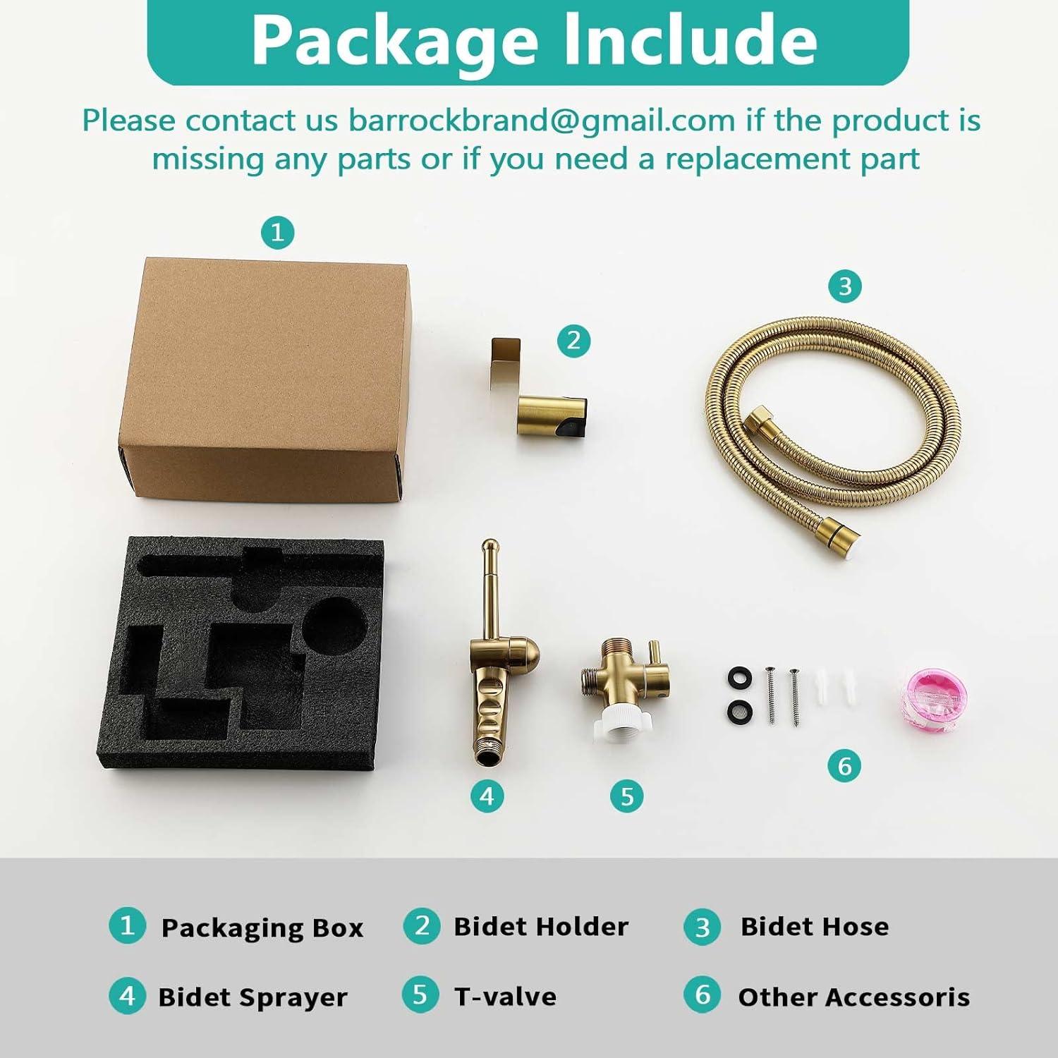 BARROCK Pulverizador de Bidet de Mano Dorado Cepillado Ajustable