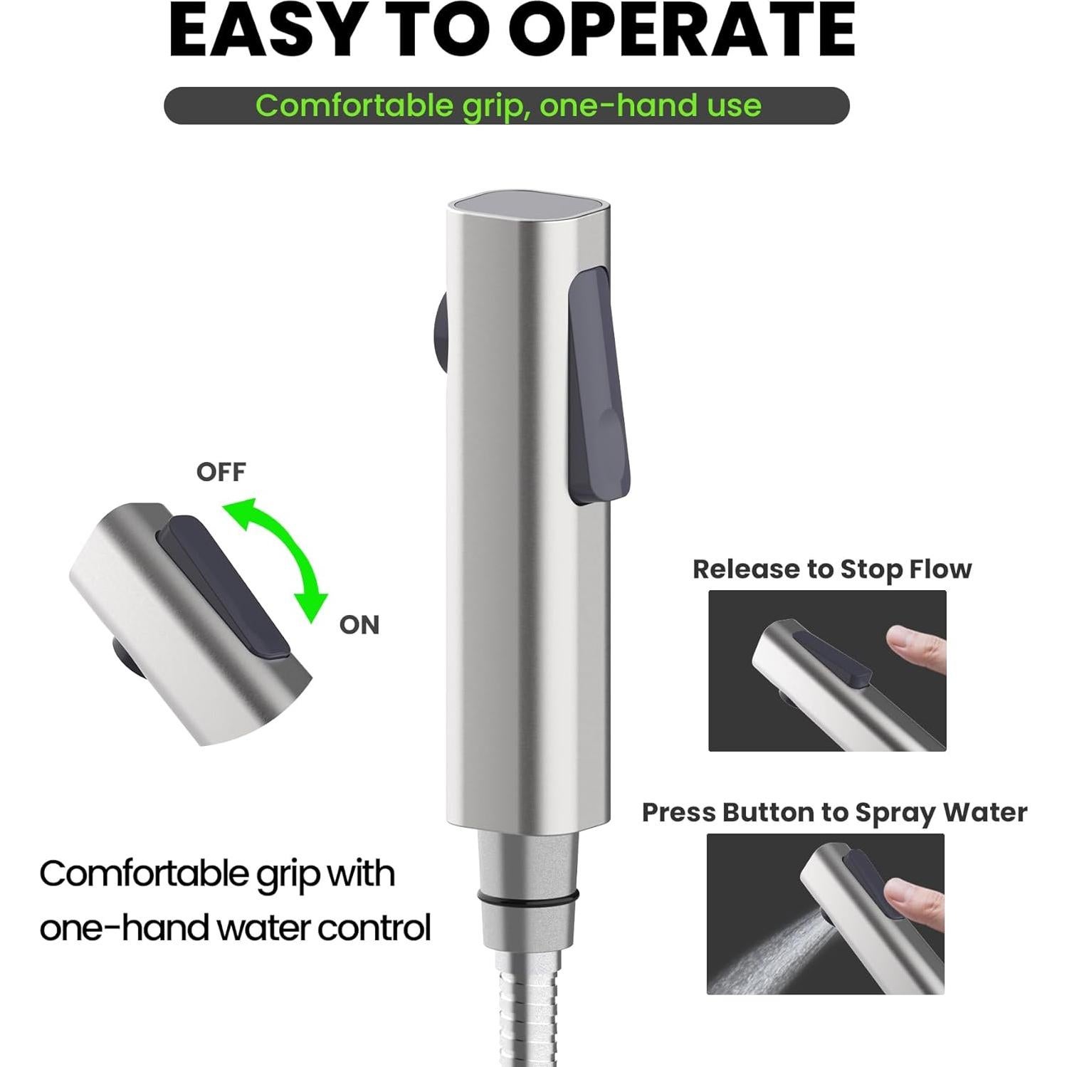 Rociador de Bidet de Mano Terapaton con Manguera 121.92 cm