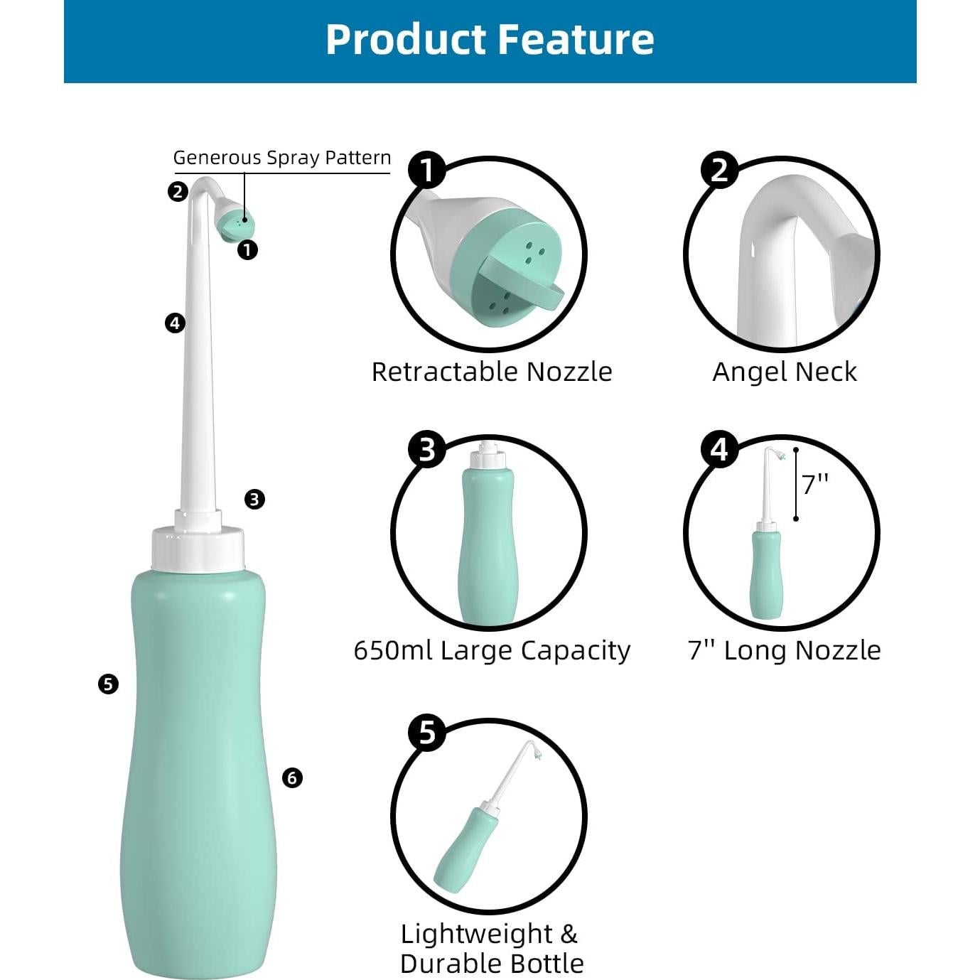 Hibbent Bidet Portátil 2 Pack 650ml Verde con Boquilla