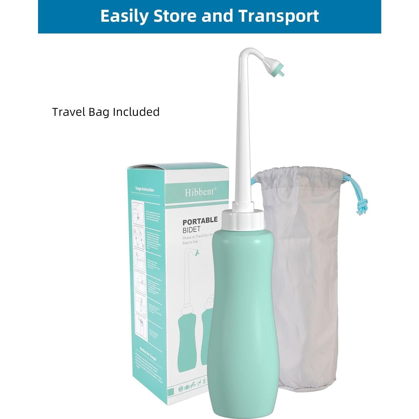 Hibbent Bidet Portátil 2 Pack 650ml Verde con Boquilla