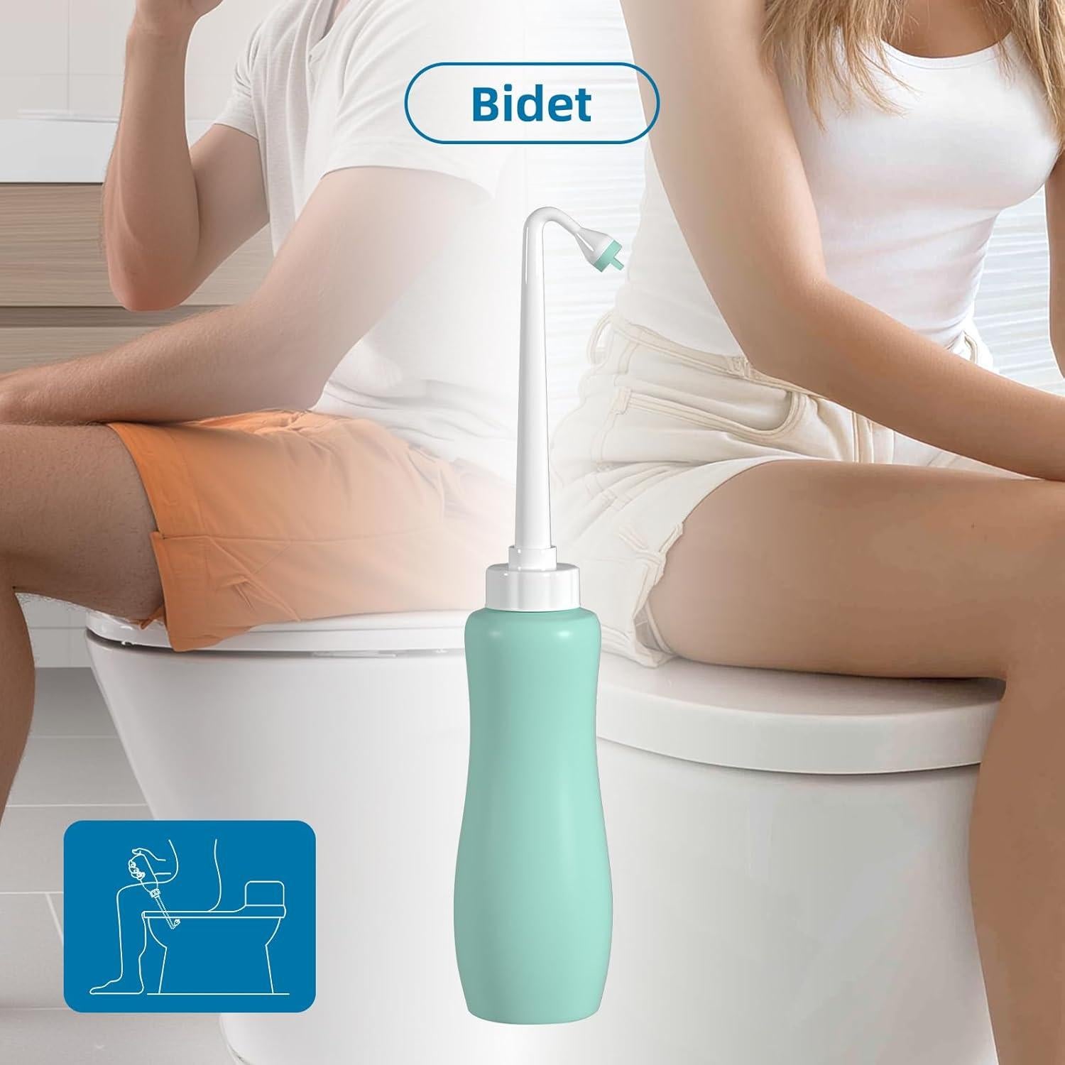 Hibbent Bidet Portátil 2 Pack 650ml Verde con Boquilla