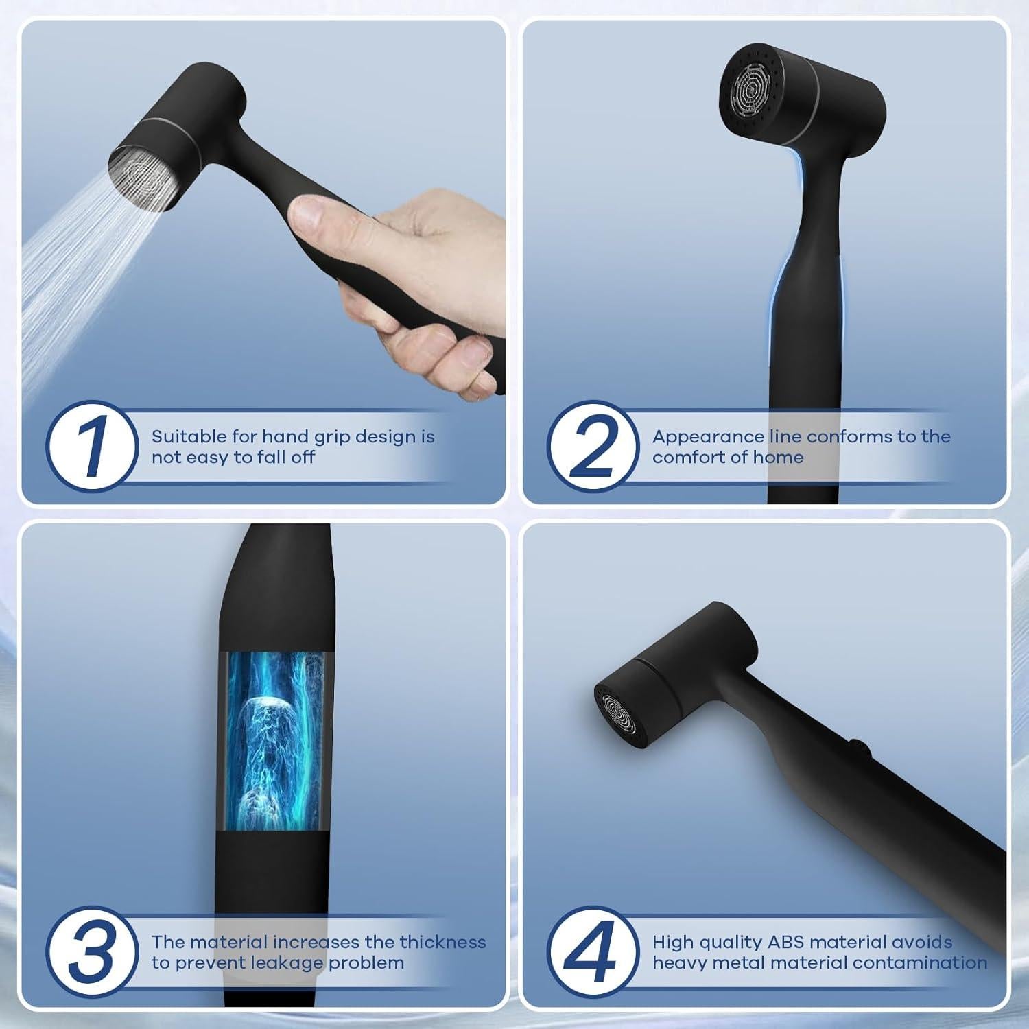 Rociador de Bidet de Mano KIMCHUL Doble Función ABS Negro