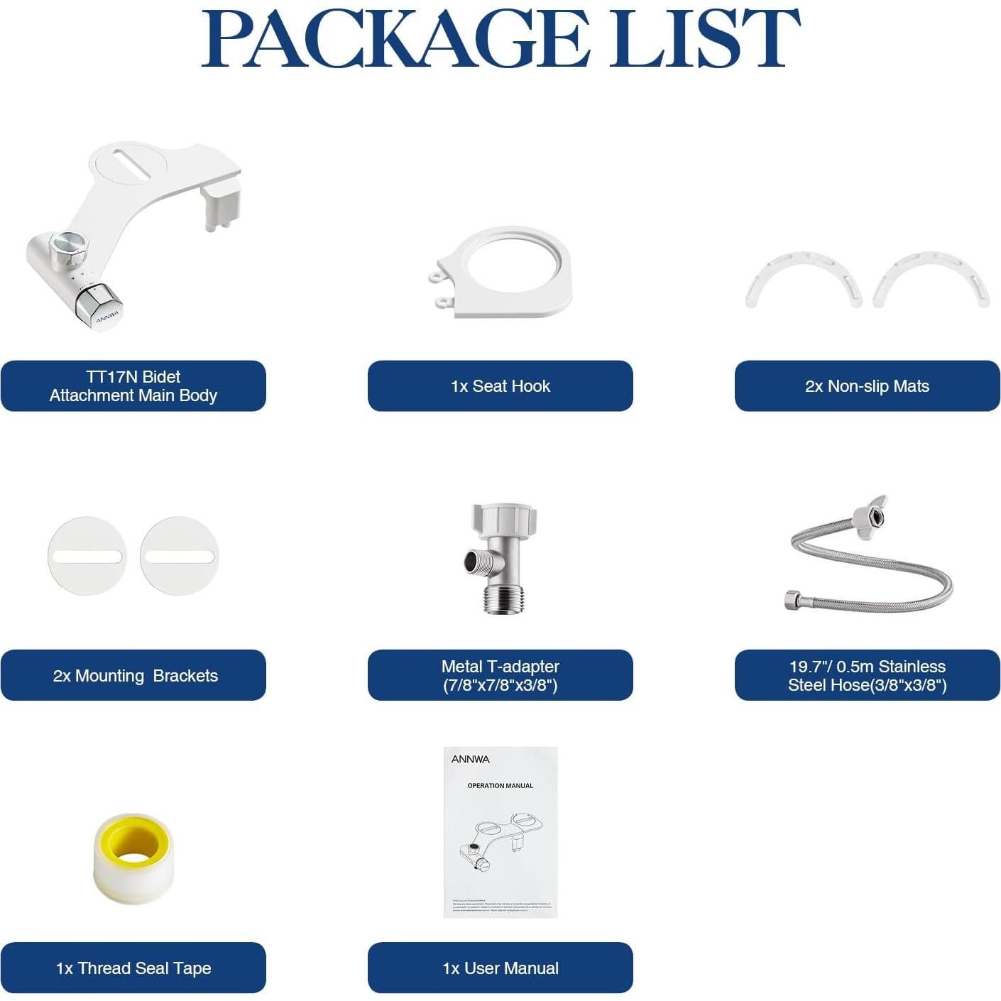 Accesorio de Bidet No Eléctrico ANNWA TT17N con Boquillas Dobles