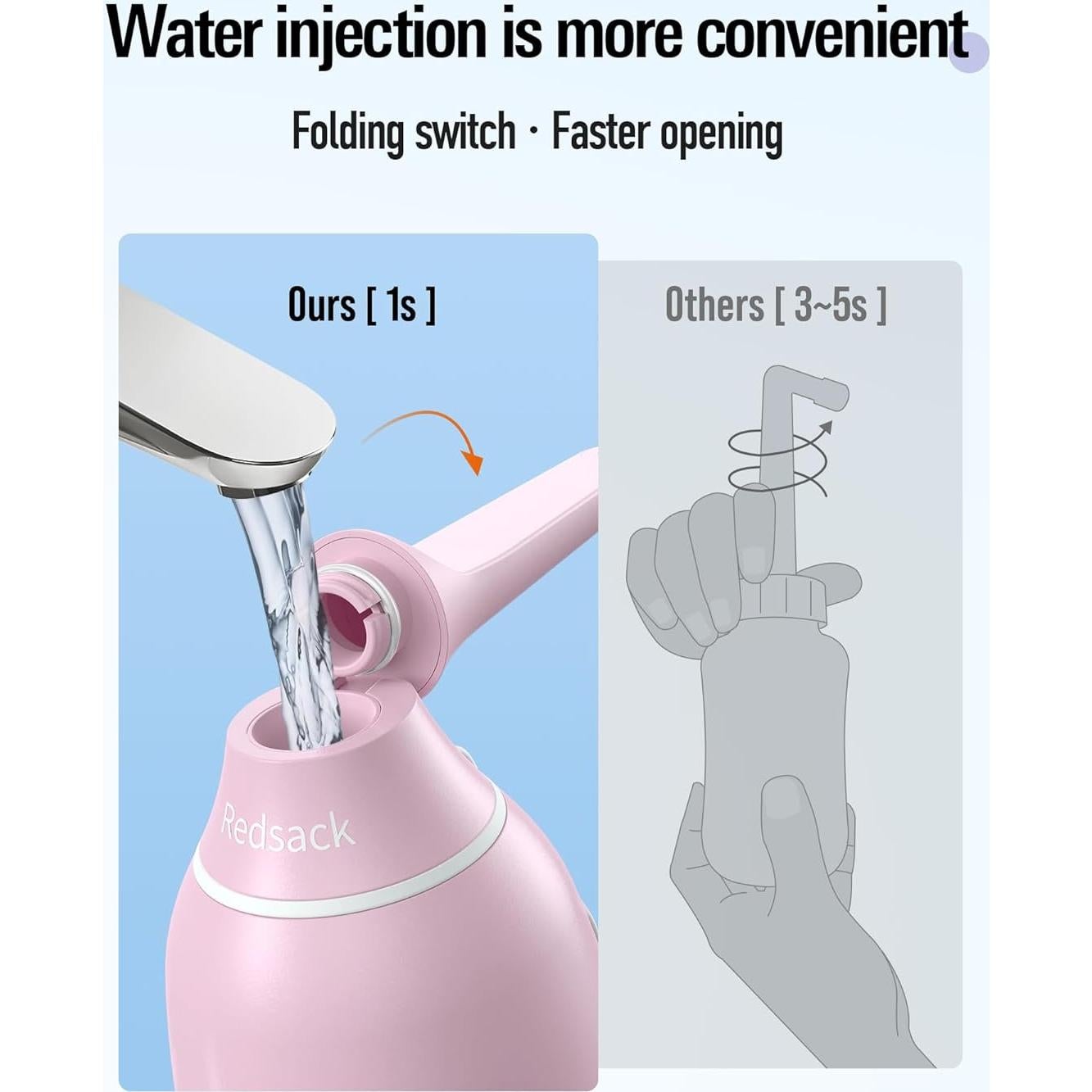 Rociador de Bidet Portátil Redsack 400ml Rosa Alta Presión