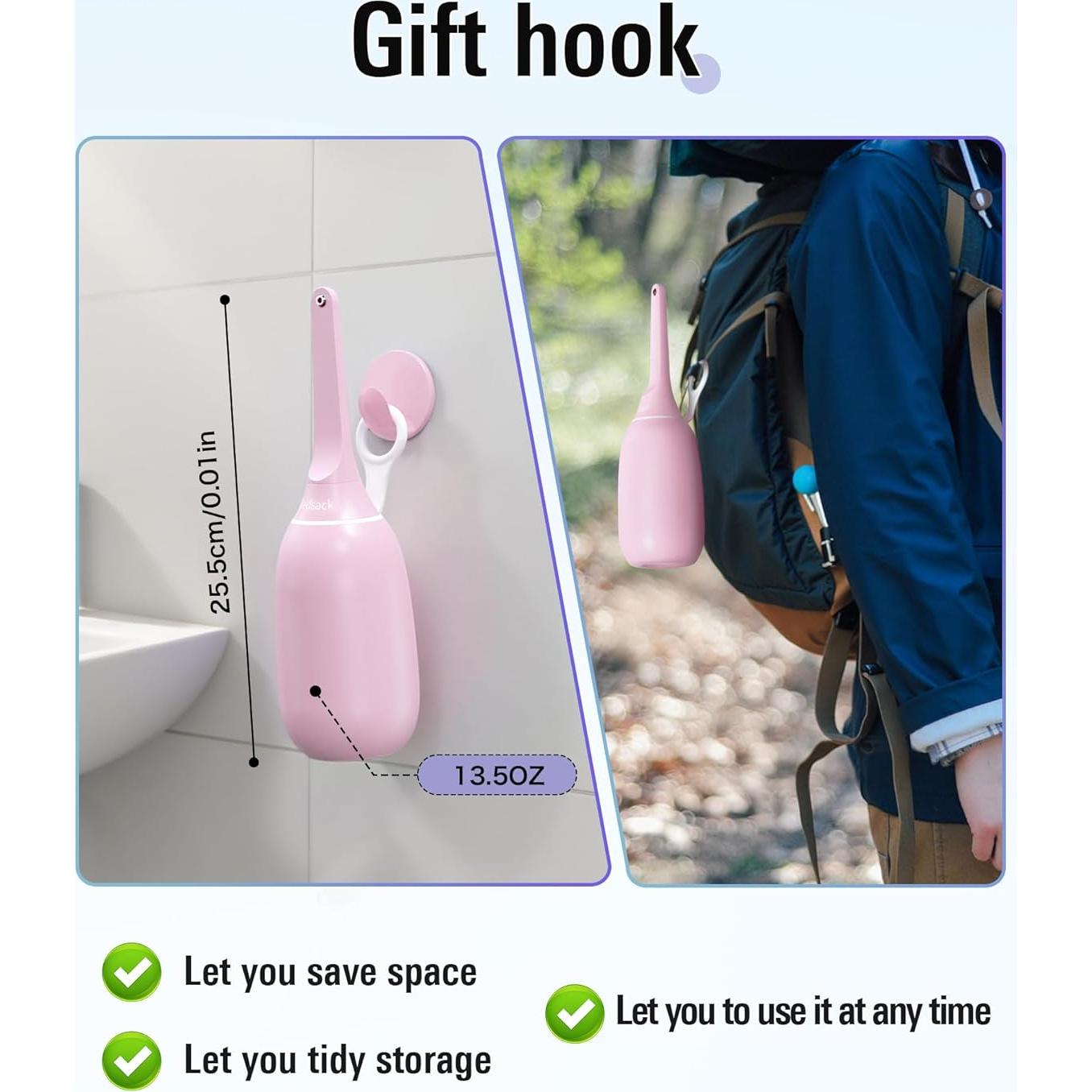 Rociador de Bidet Portátil Redsack 400ml Rosa Alta Presión