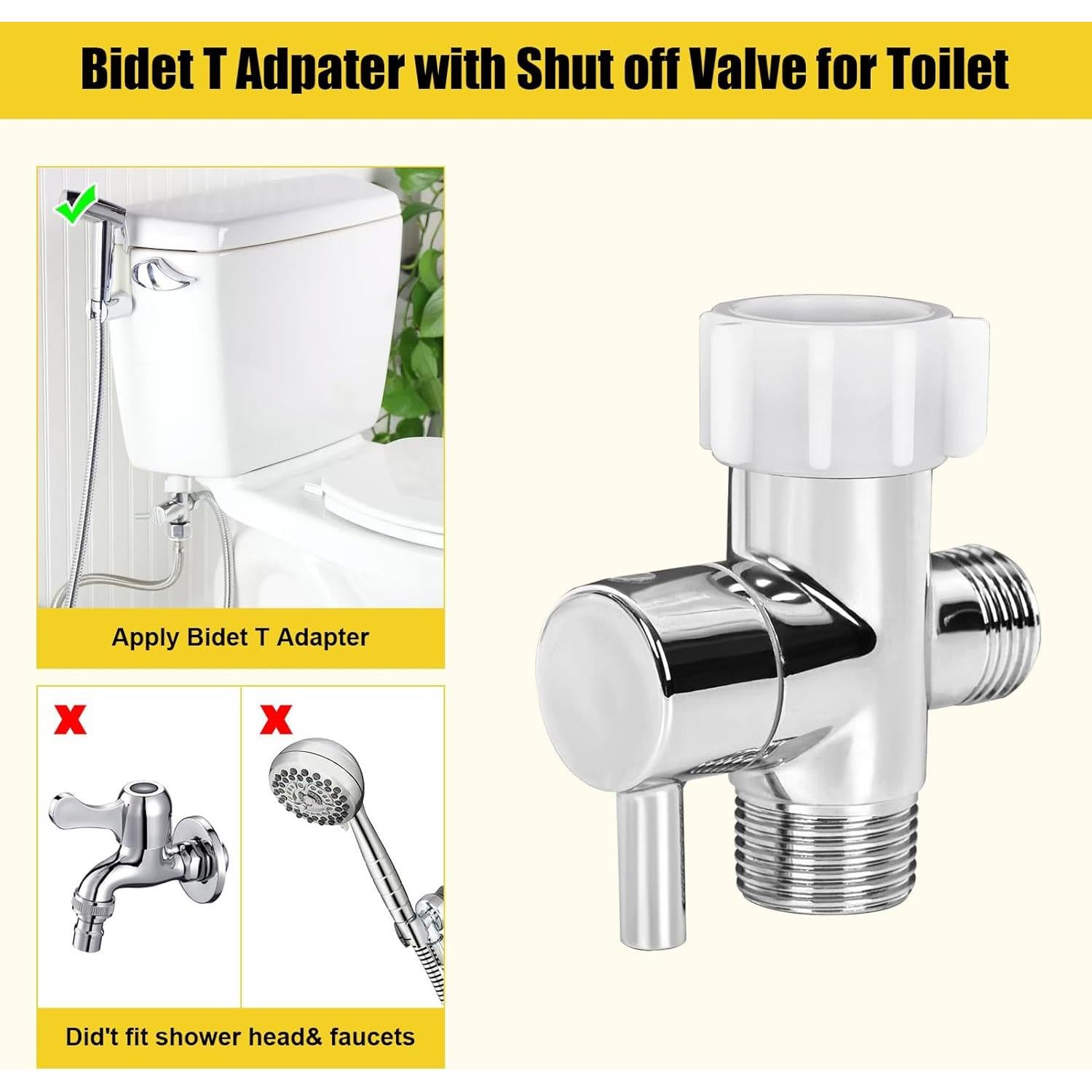 Adaptador T para Bidet Juvaeny 3 Vías 22.2 mm con Válvula
