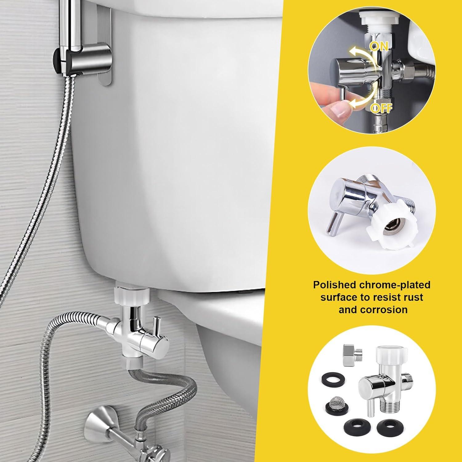 Adaptador T para Bidet Juvaeny 3 Vías 22.2 mm con Válvula